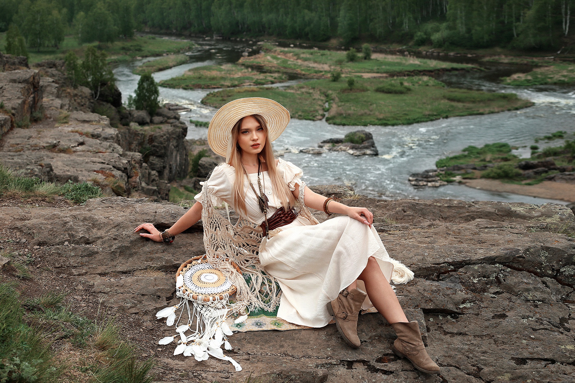 Téléchargez gratuitement l'image Chapeau, Femmes, Top Model, Robe Blanche sur le bureau de votre PC