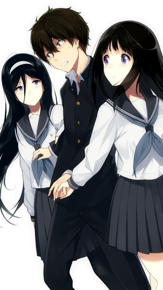 Download mobile wallpaper Anime, Eru Chitanda, Hōtarō Oreki, Hyouka, Fuyumi Irisu for free.
