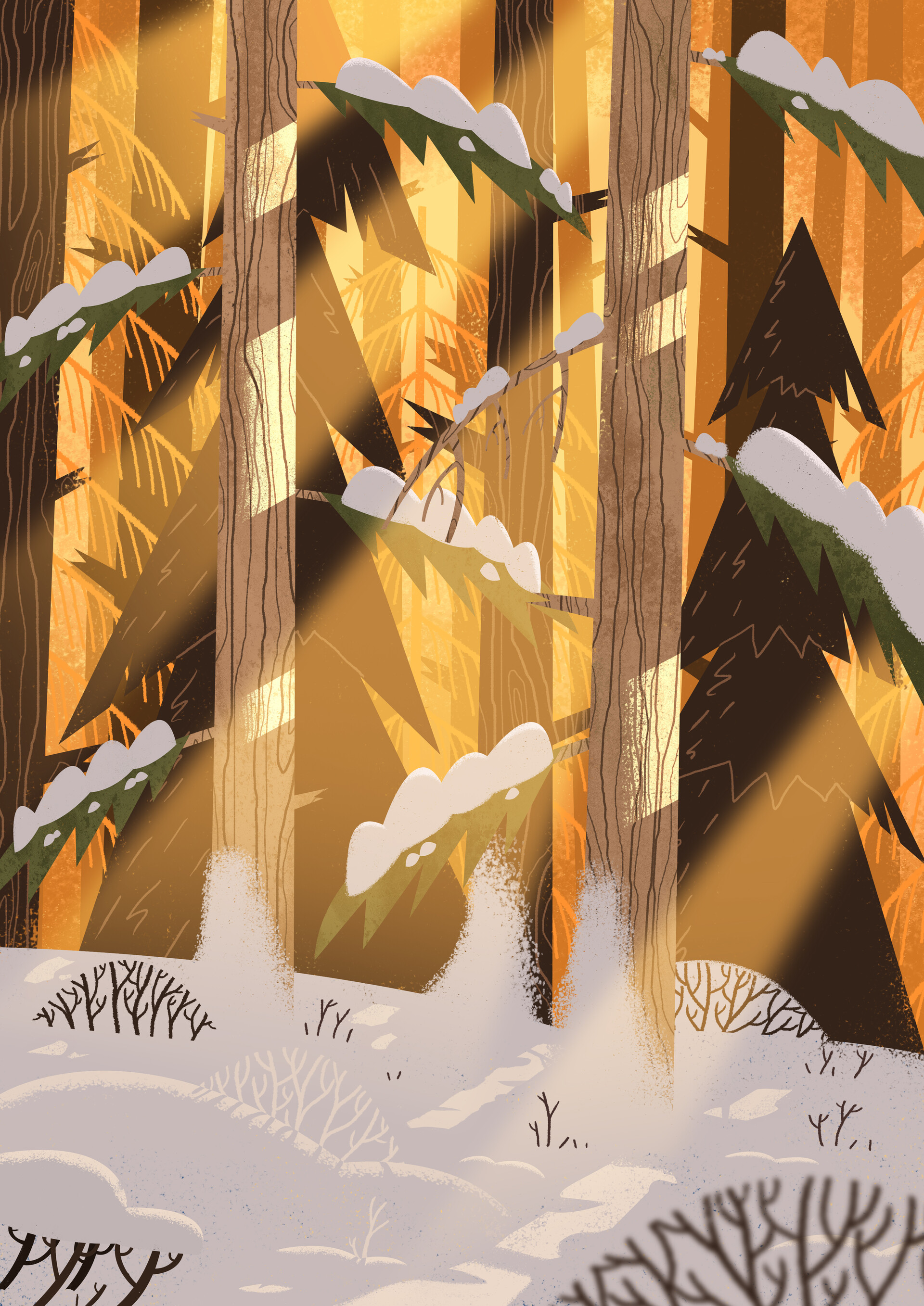 Handy-Wallpaper Schnee, Winter, Bäume, Wald, Kunst, Landschaft kostenlos herunterladen.