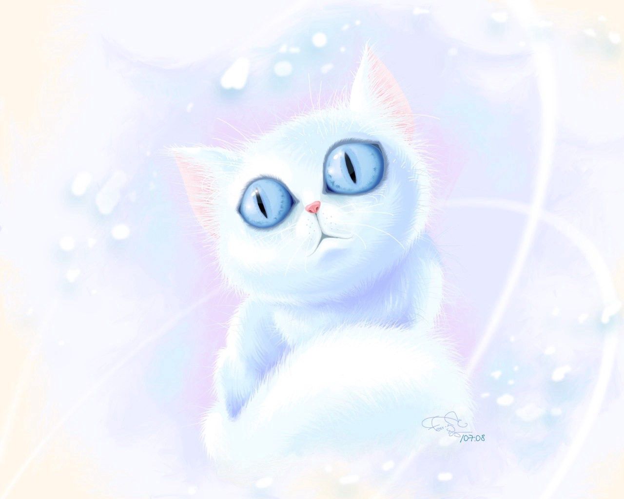 Download mobile wallpaper Cat, Light, Shine, Light Coloured, Brilliance, Picture, Drawing, Art for free.