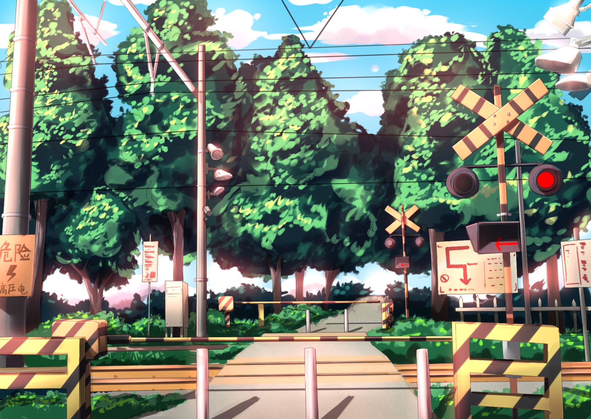 Laden Sie das Straße, Original, Animes, Bahnübergang-Bild kostenlos auf Ihren PC-Desktop herunter