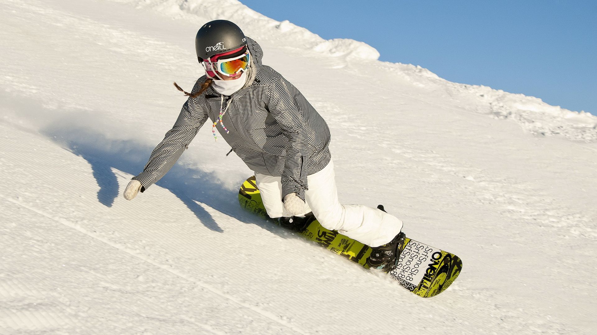 descent, sports, mountain, girl, board, snowboard, extreme