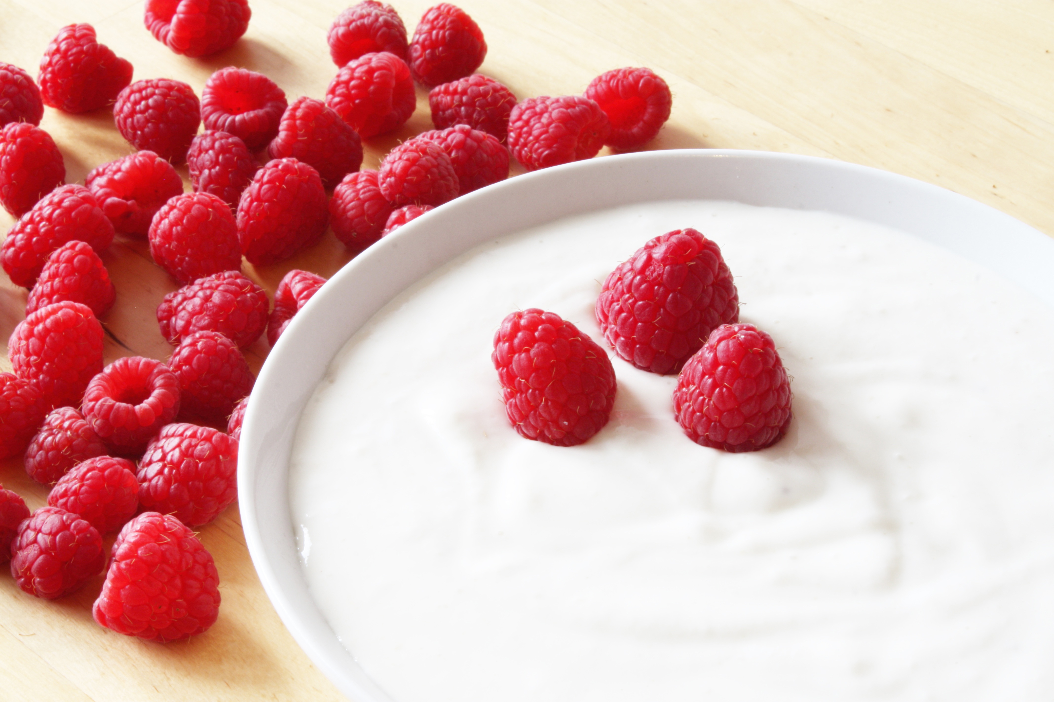 food, raspberry, berries, yogurt, yoghurt 8K