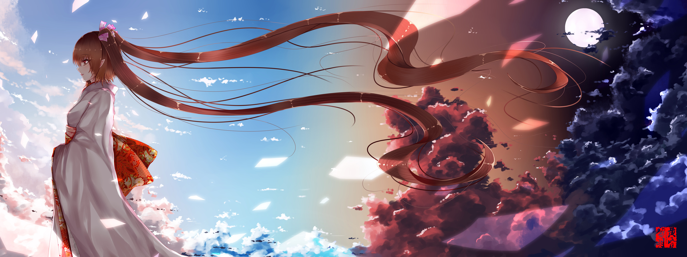 Free download wallpaper Anime, Sky, Touhou on your PC desktop