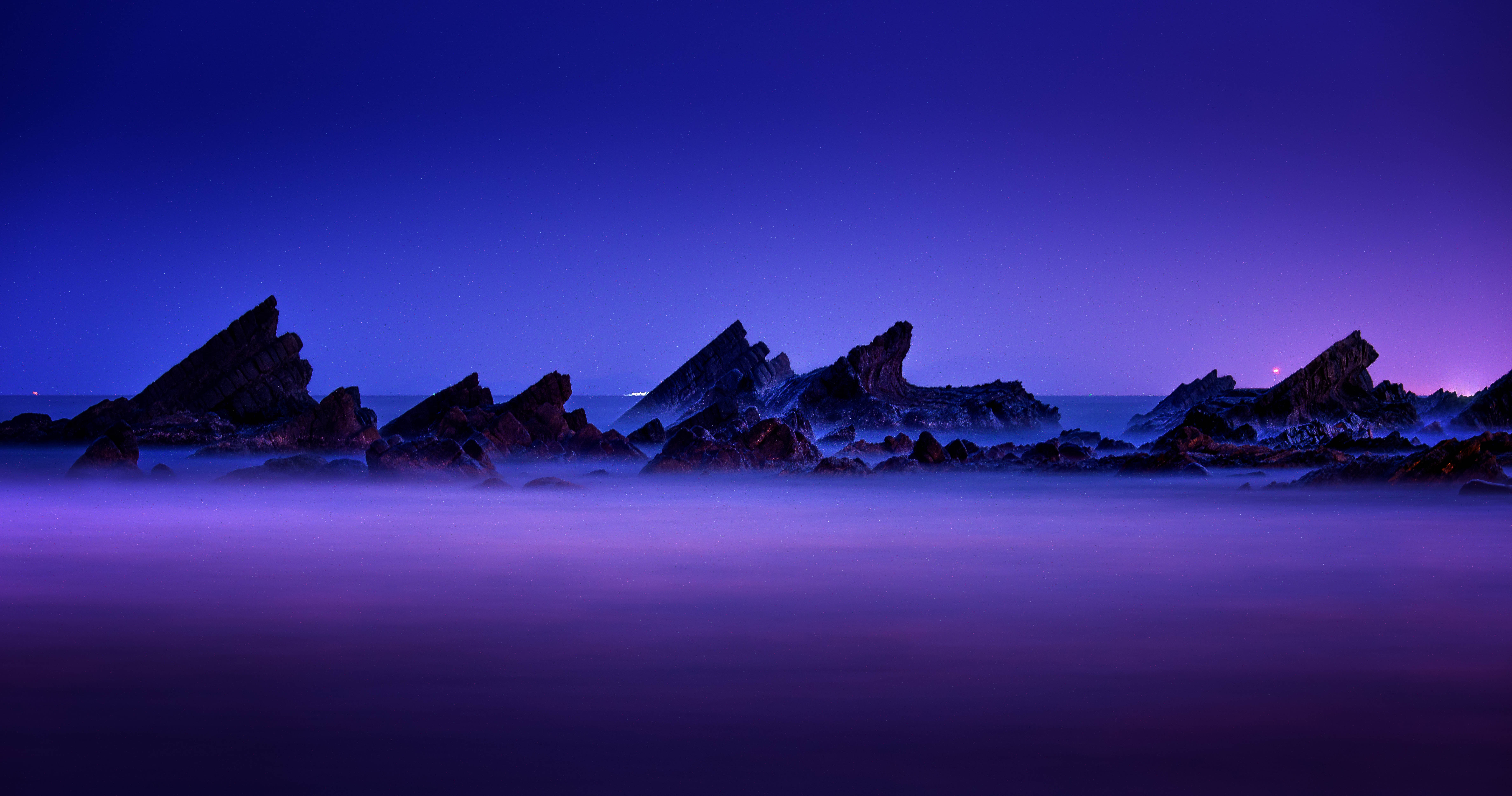vertex, night, nature, mountains, rocks, fog, tops, taiwan HD wallpaper