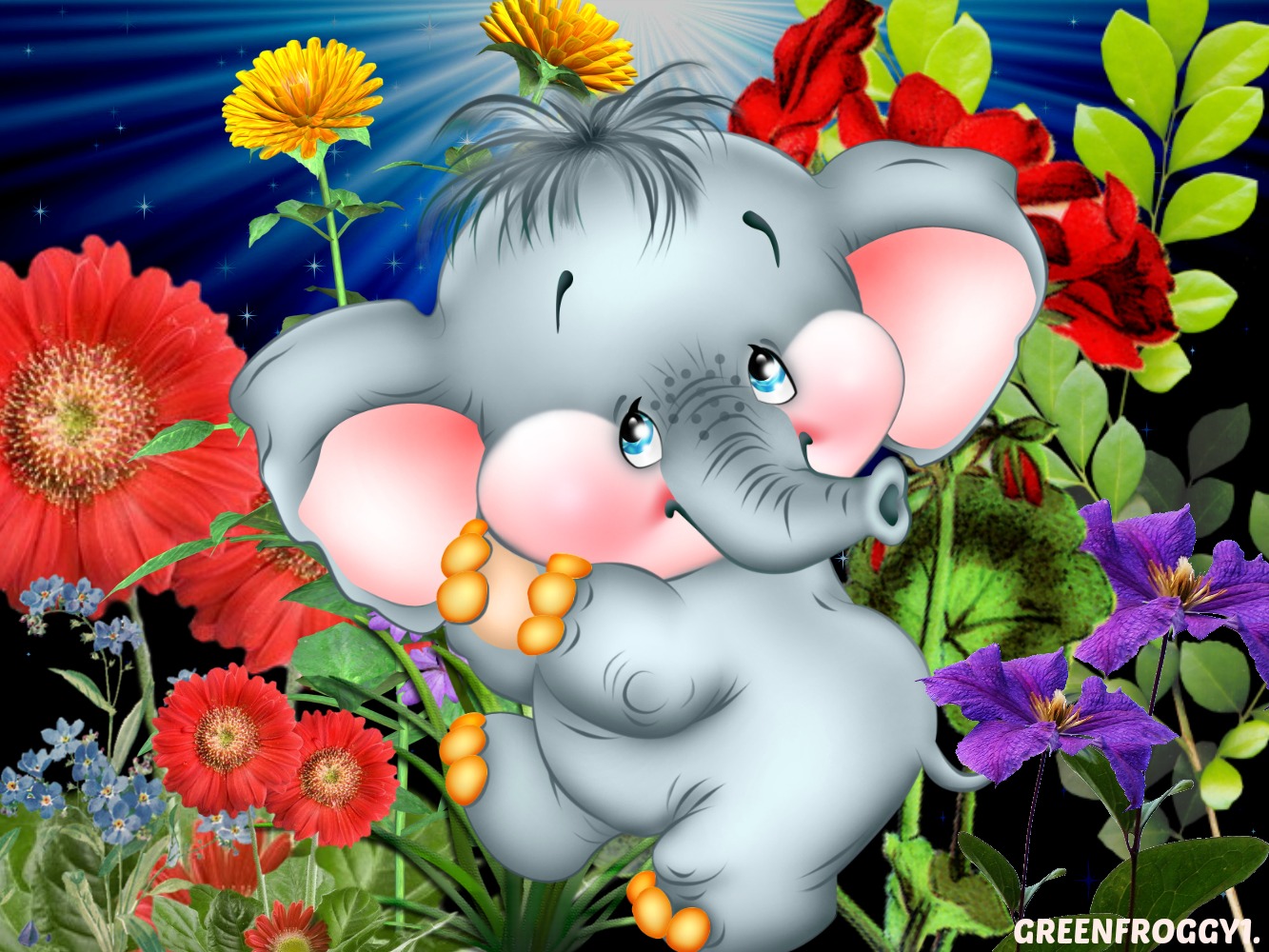 603226 descargar fondo de pantalla animales, artístico, elefante, flor: protectores de pantalla e imágenes gratis