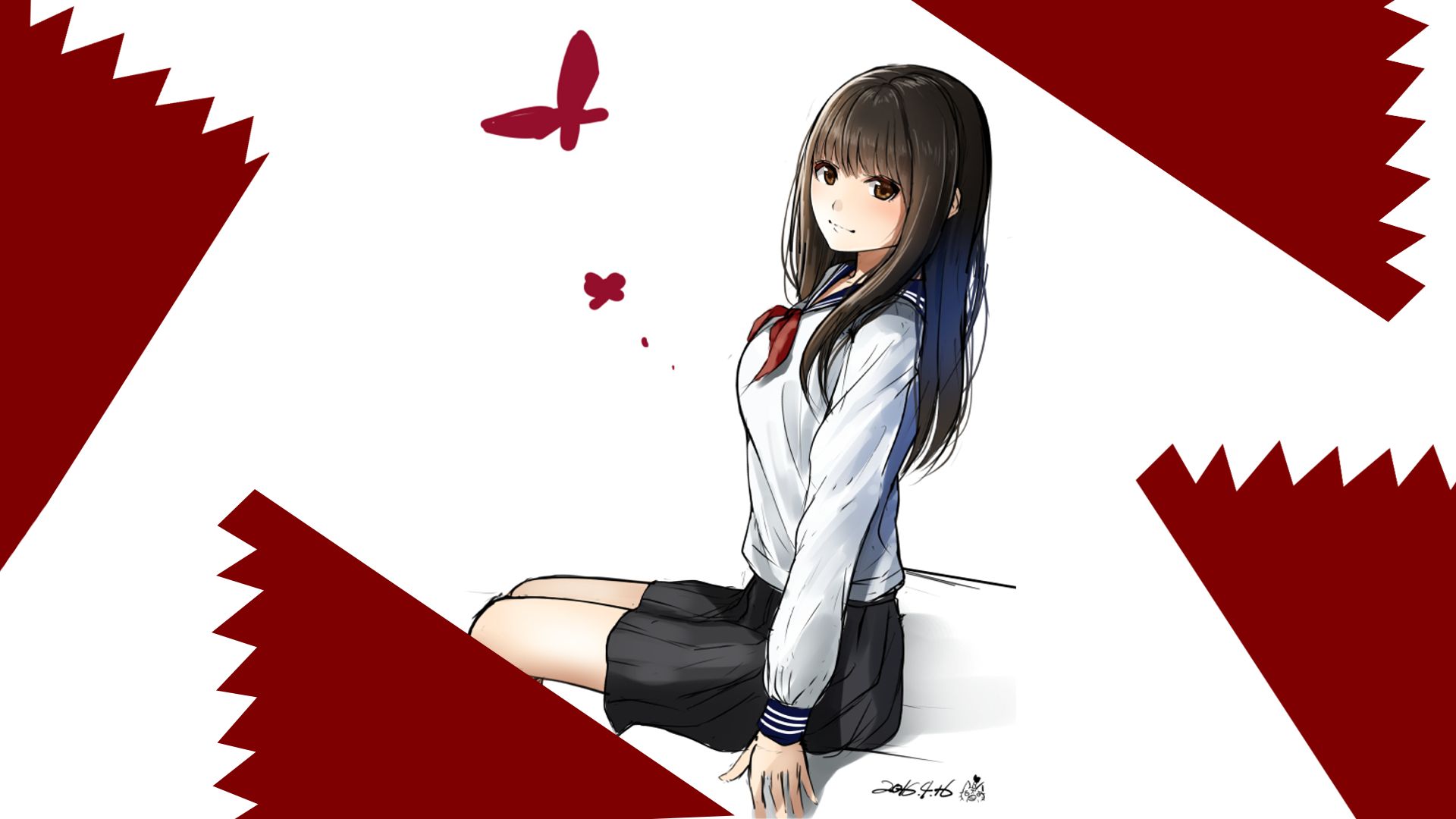 Free download wallpaper Anime, Smile, Original, School Uniform, Black Hair, Long Hair on your PC desktop