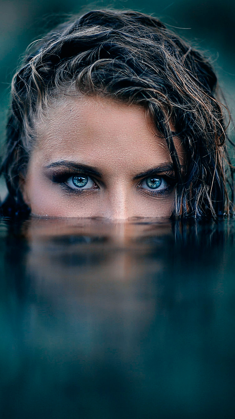 Download mobile wallpaper Face, Eye, Women, Blue Eyes, Stare for free.