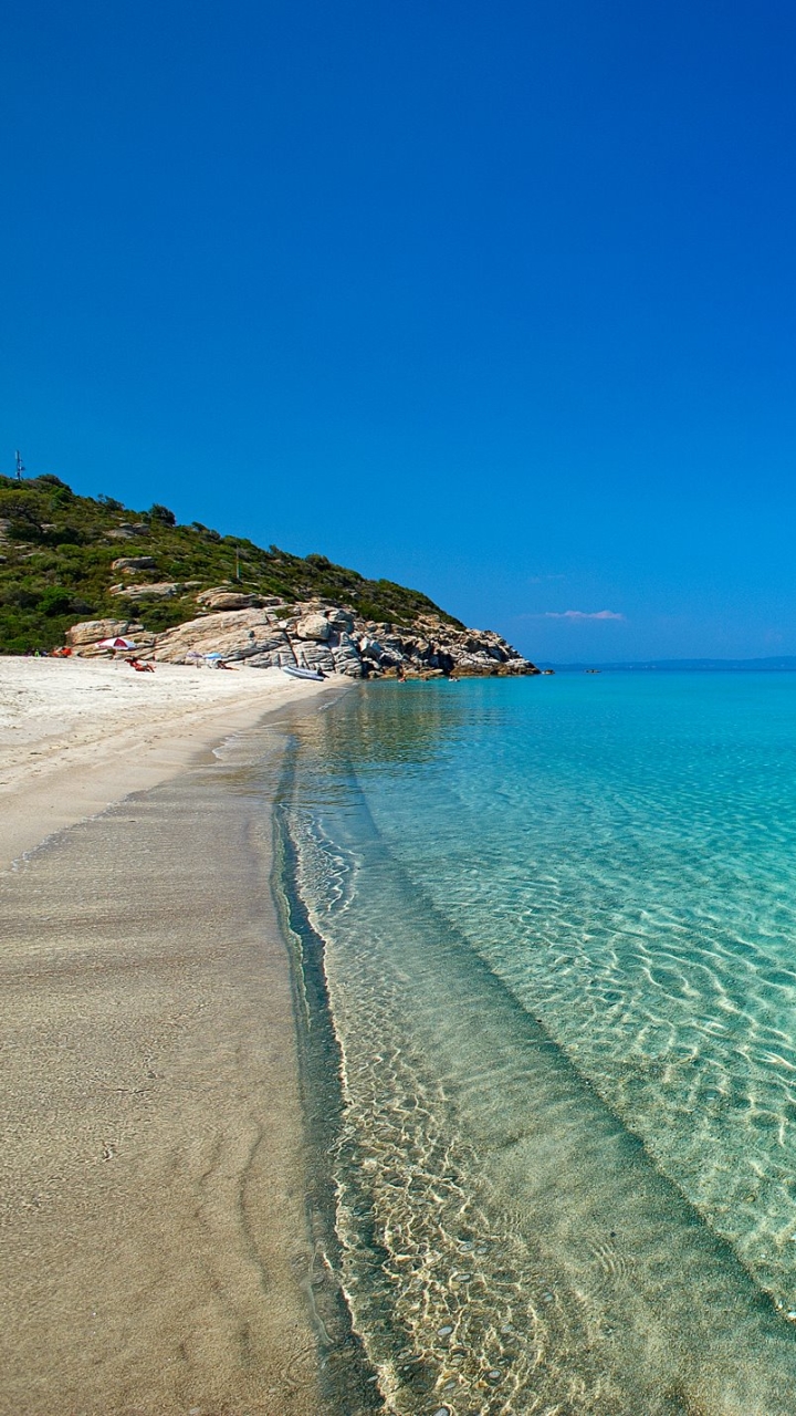Скачати мобільні шпалери Море, Горизонт, Океан, Фотографія, Греція, Пляжний, Узбережжі безкоштовно.