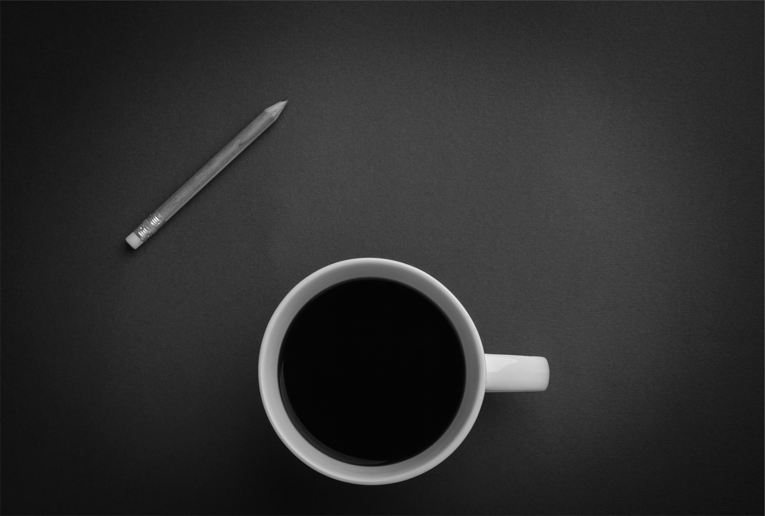 black & white, food, coffee, mug, pencil, still life