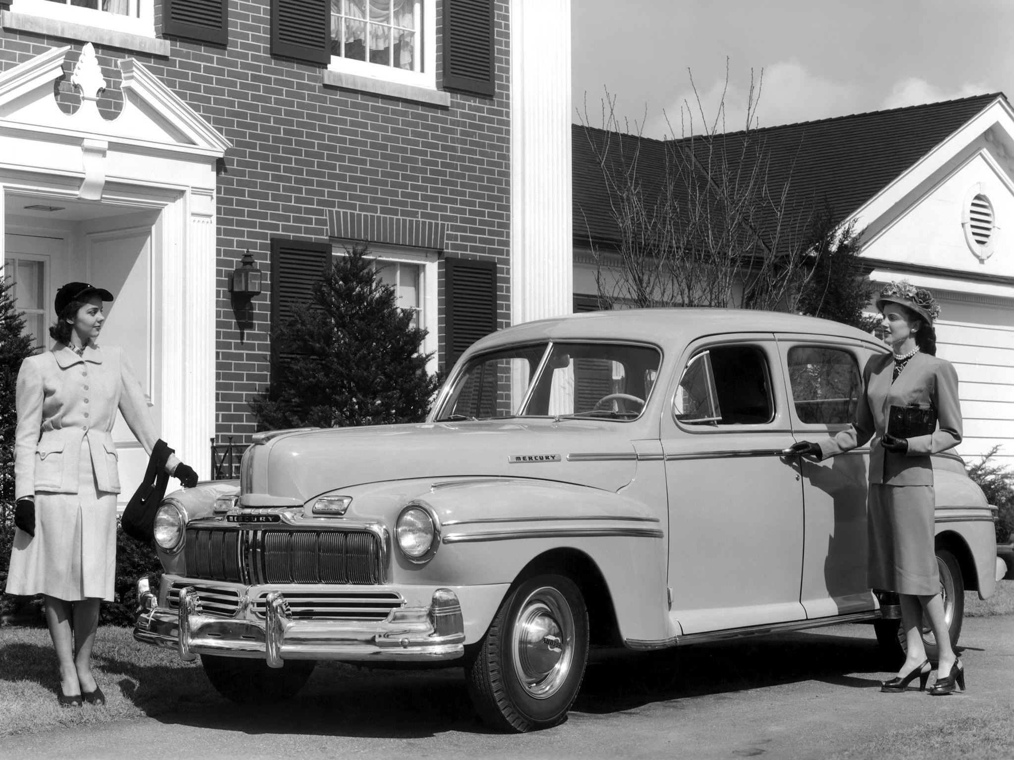 vintage, vehicles, 1947 mercury eight town sedan, black & white, car, mercury (car company), old, mercury