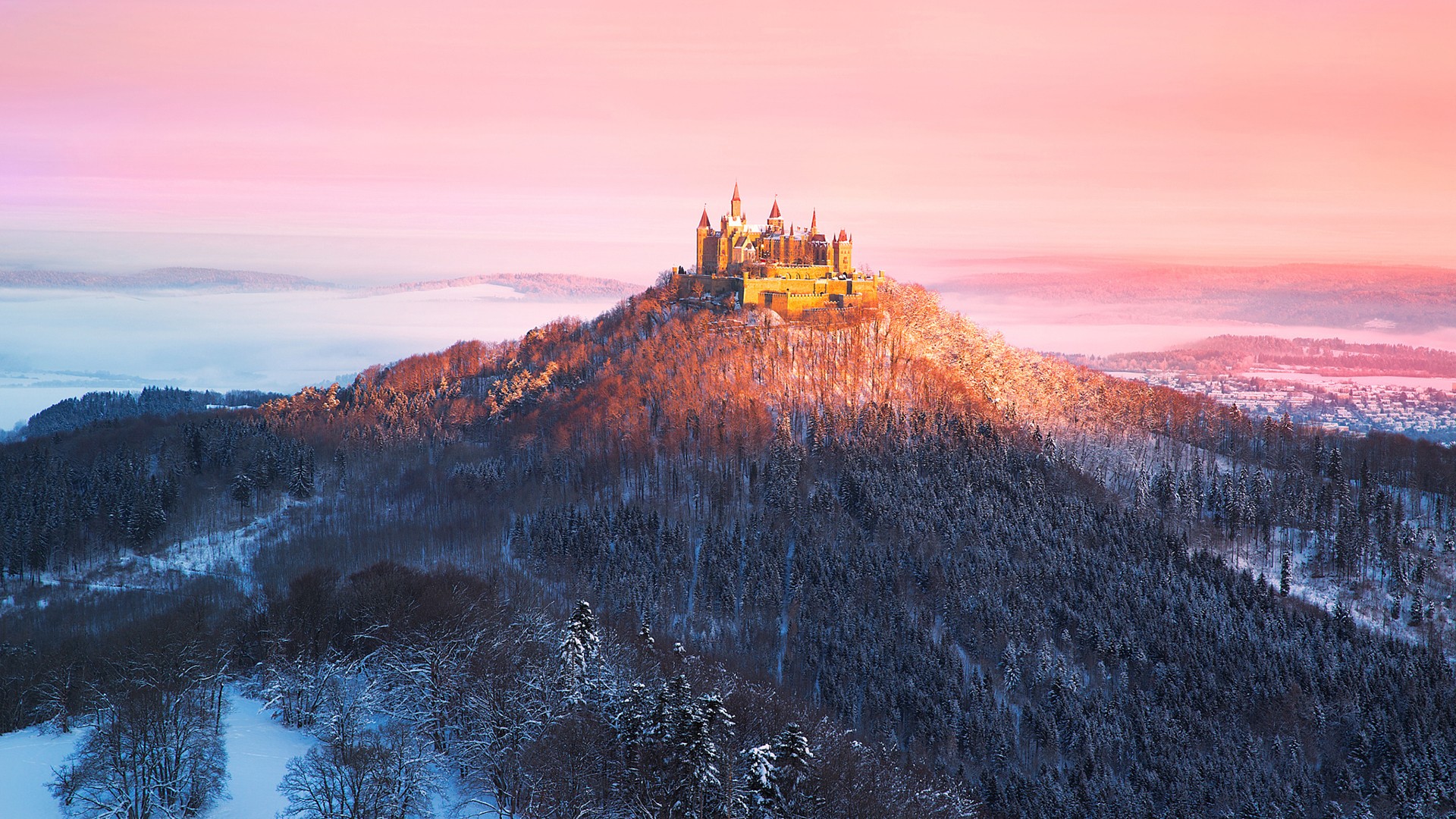 Free download wallpaper Castles, Mountain, Forest, Man Made, Castle on your PC desktop