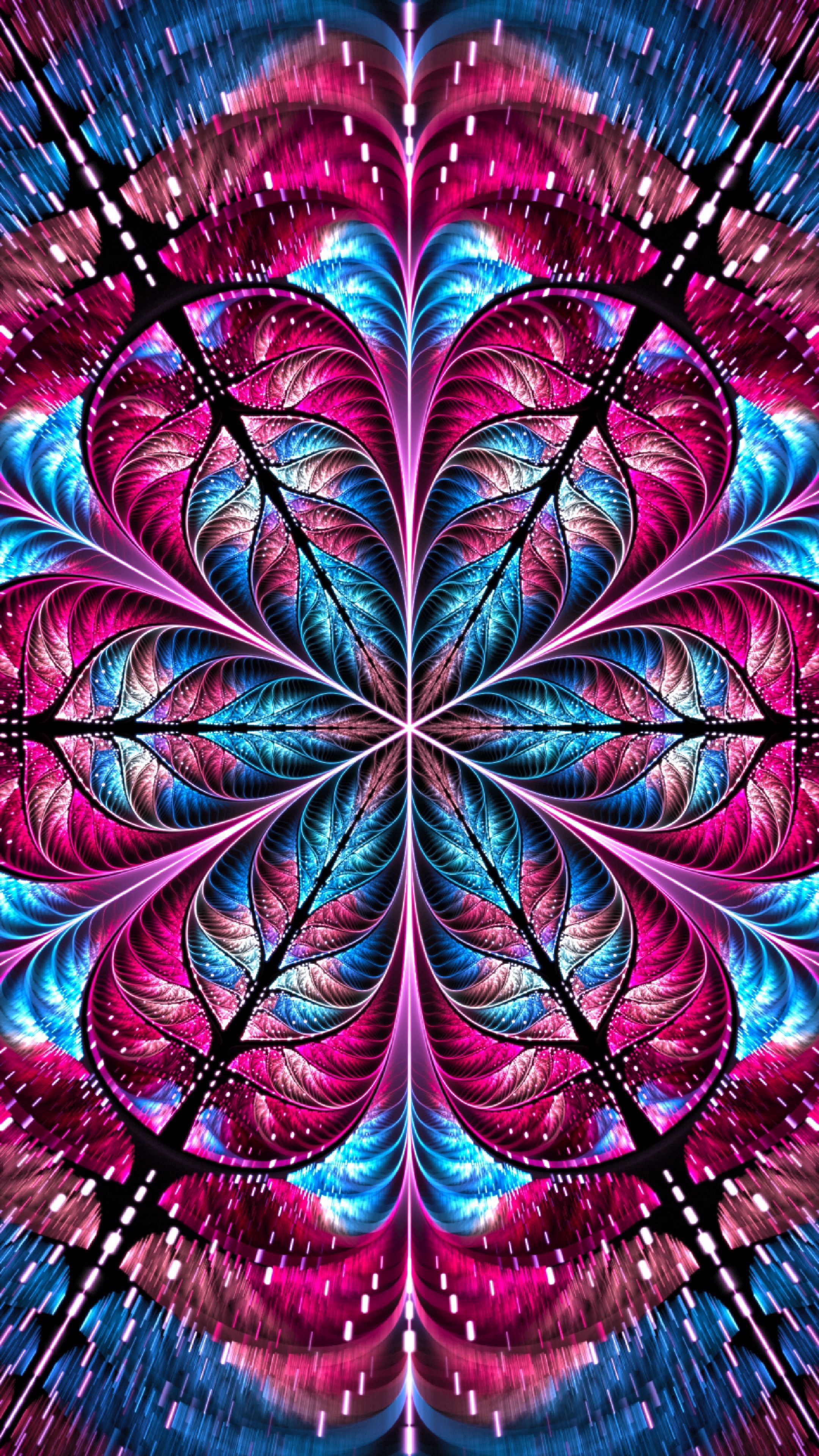 Download background abstract, flower, shine, bright, sparks, petals, brilliance, fractal