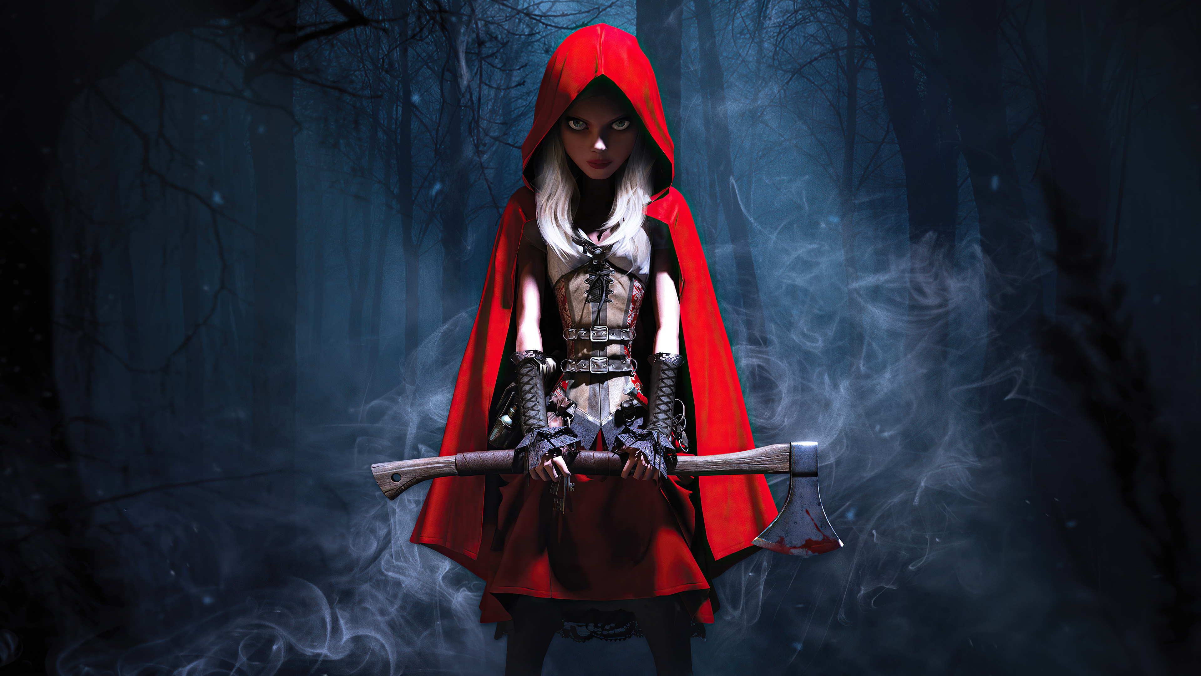 Download mobile wallpaper Fantasy, Hood, Axe, Red Riding Hood for free.