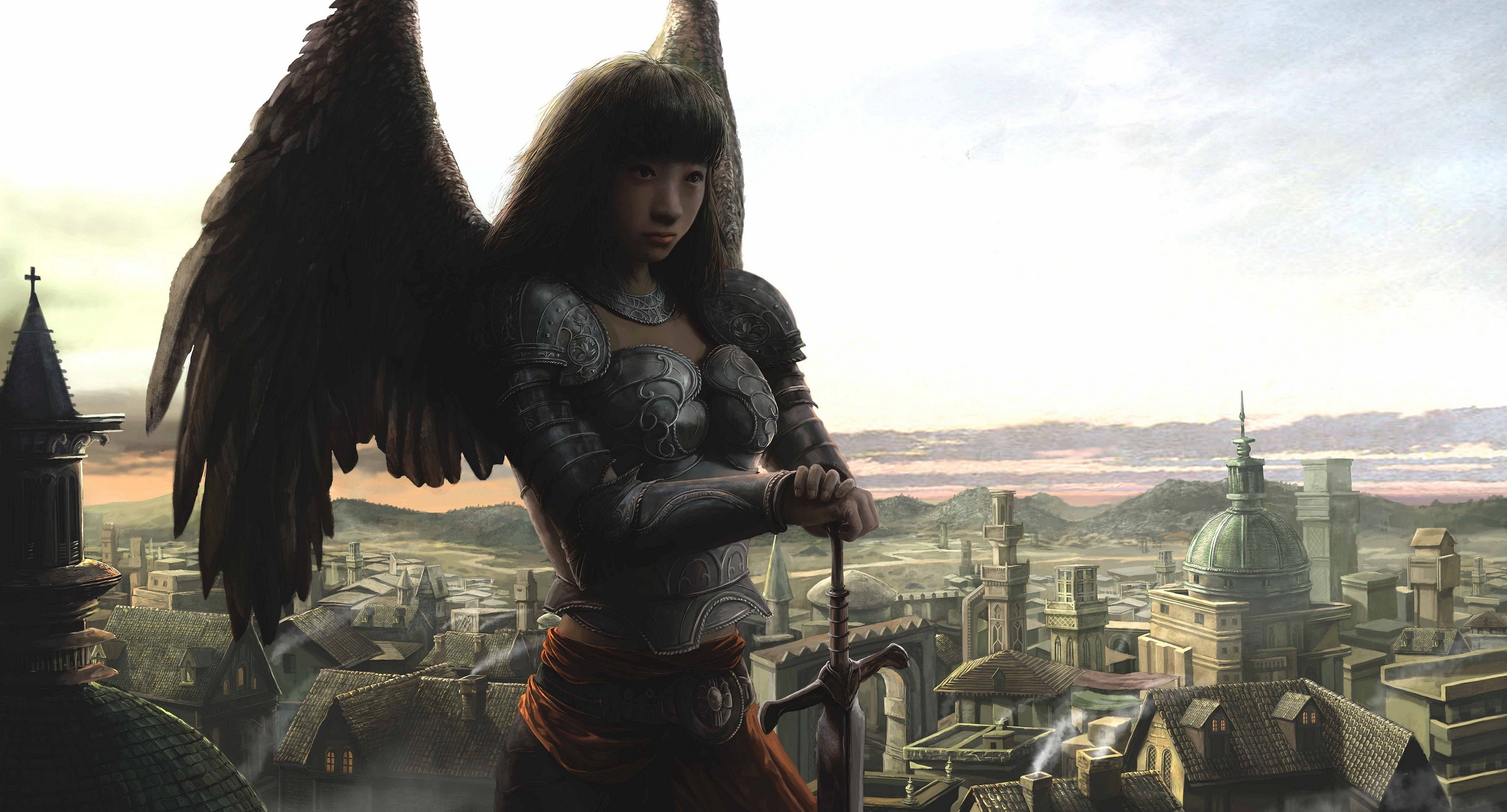 Download mobile wallpaper Fantasy, Angel Warrior for free.