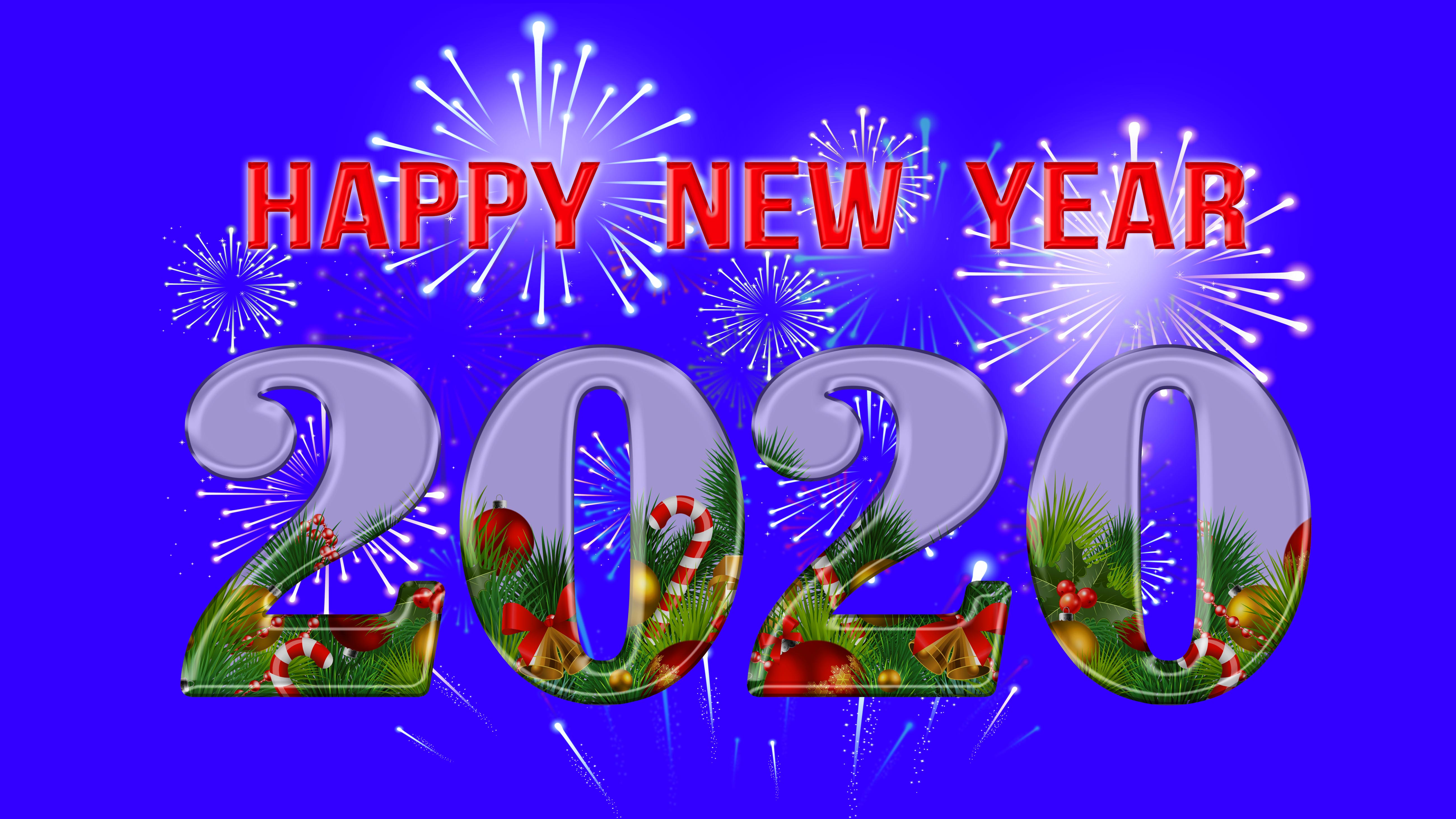 Handy-Wallpaper Feiertage, Feuerwerk, Neujahr 2020 kostenlos herunterladen.