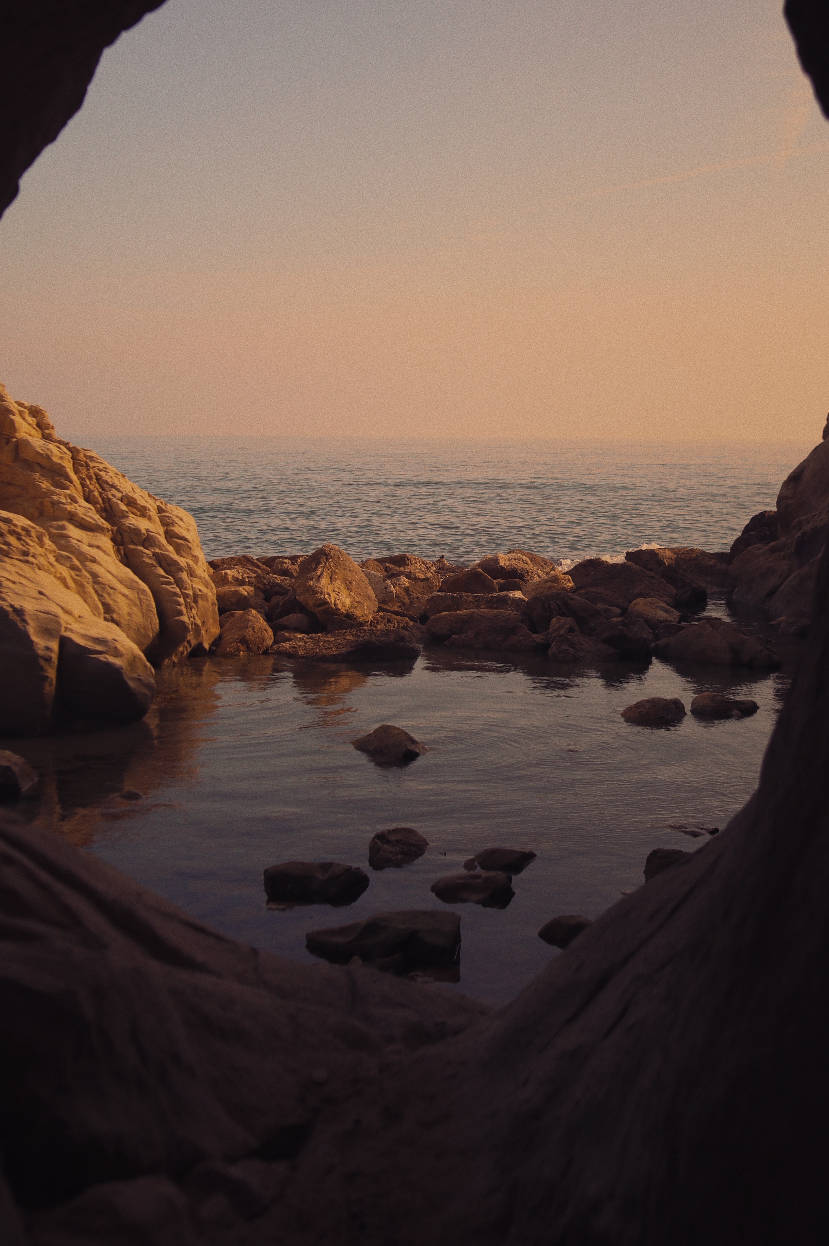 Download mobile wallpaper Bay, Rocks, Stones, Nature, Sea, Horizon for free.