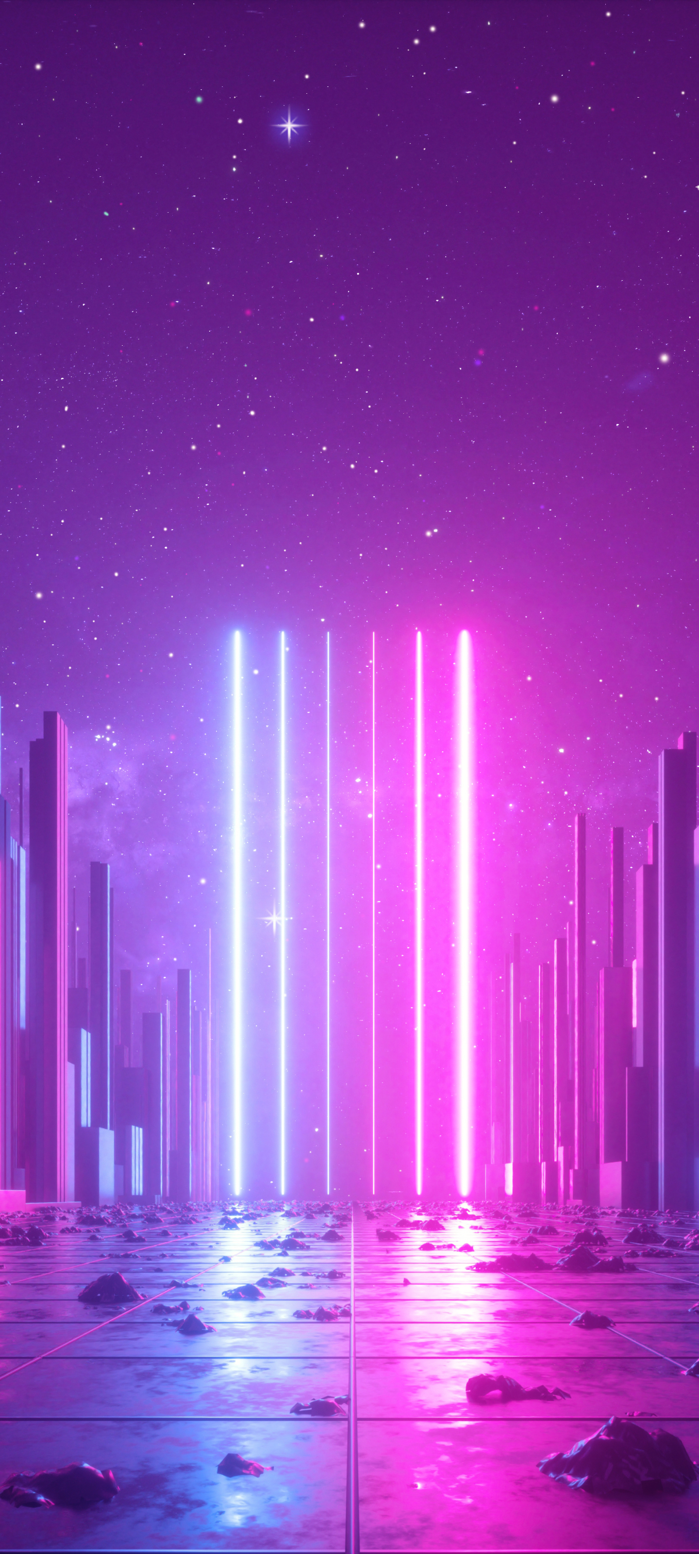 Download mobile wallpaper City, Neon, Artistic for free.