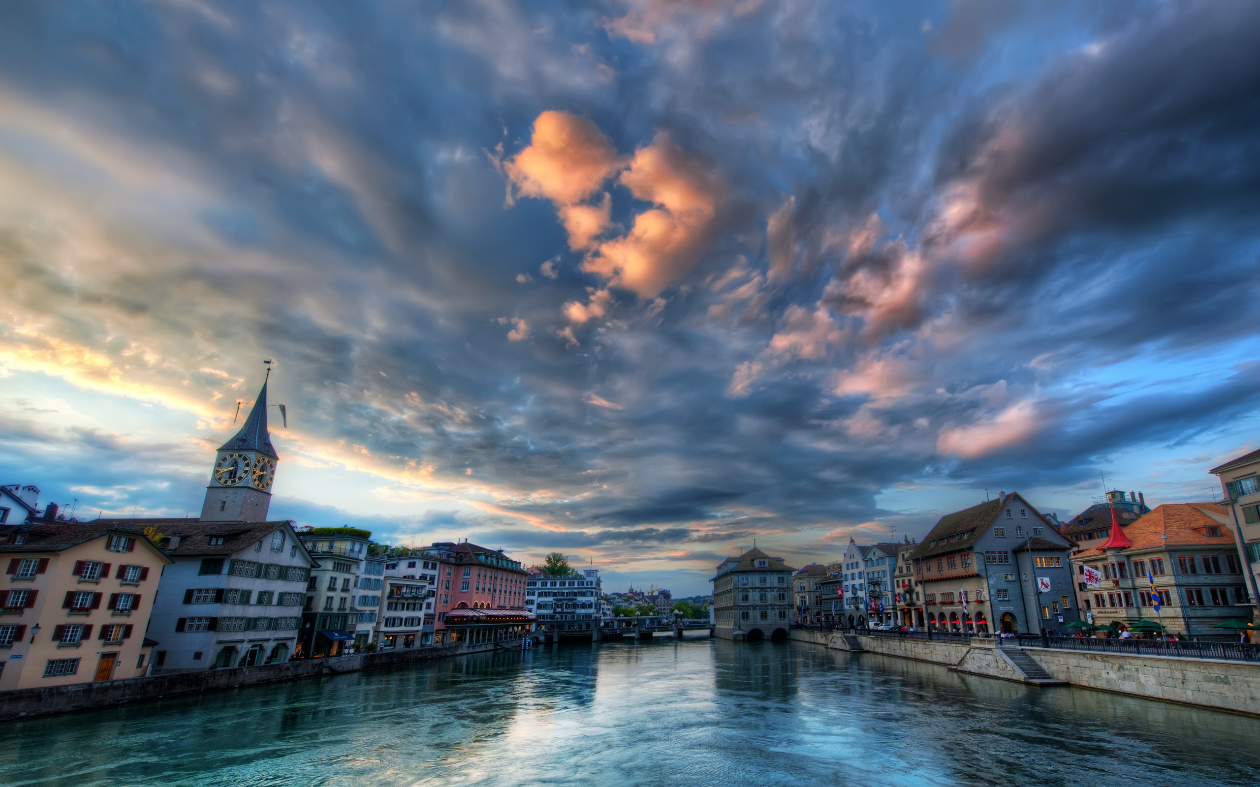 switzerland, man made, zurich, building, city, hdr, river, town, cities
