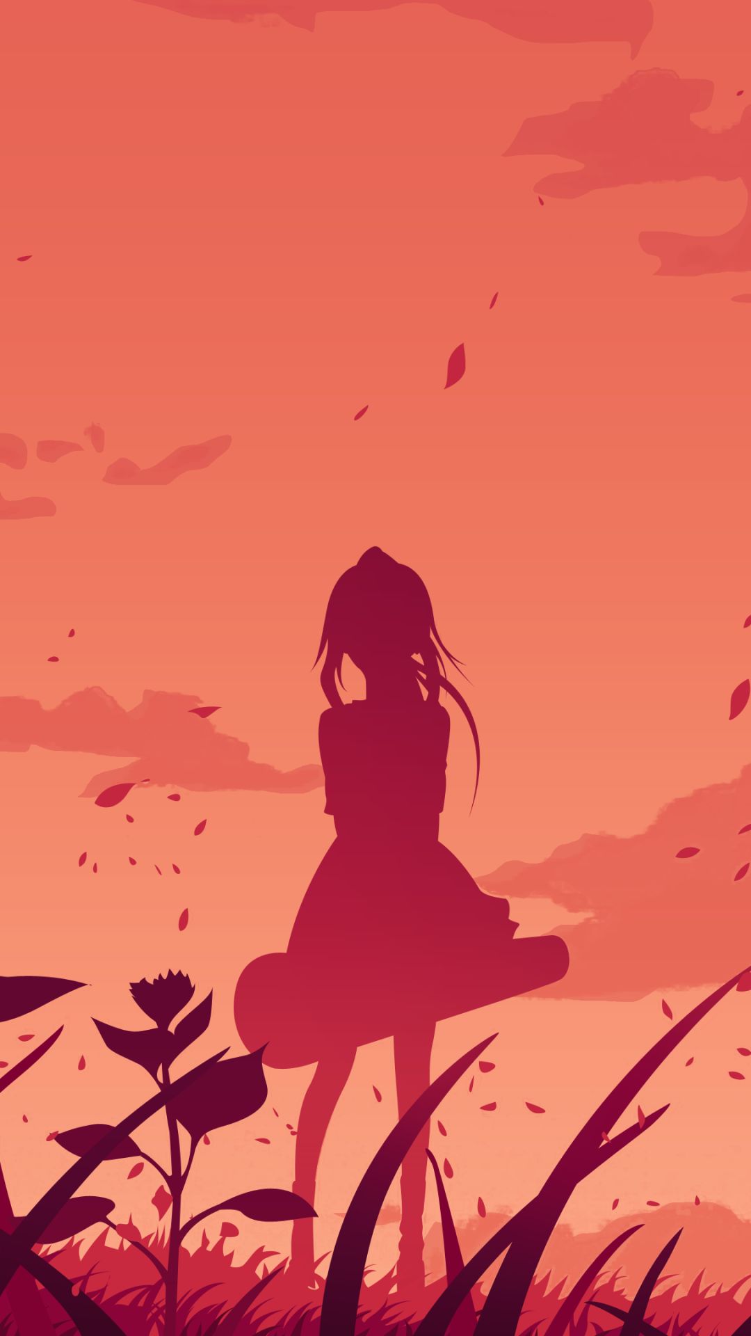 Download mobile wallpaper Anime, Flower, Silhouette, Orange (Color), Kaori Miyazono, Your Lie In April for free.