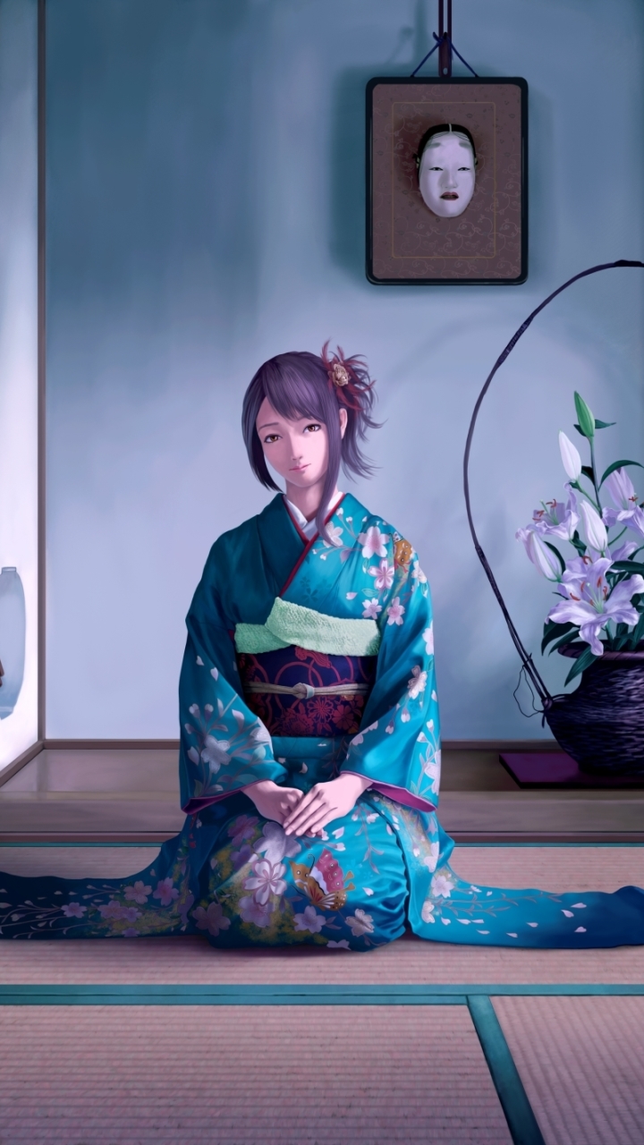 Descarga gratuita de fondo de pantalla para móvil de Kimono, Animado, Geisha.