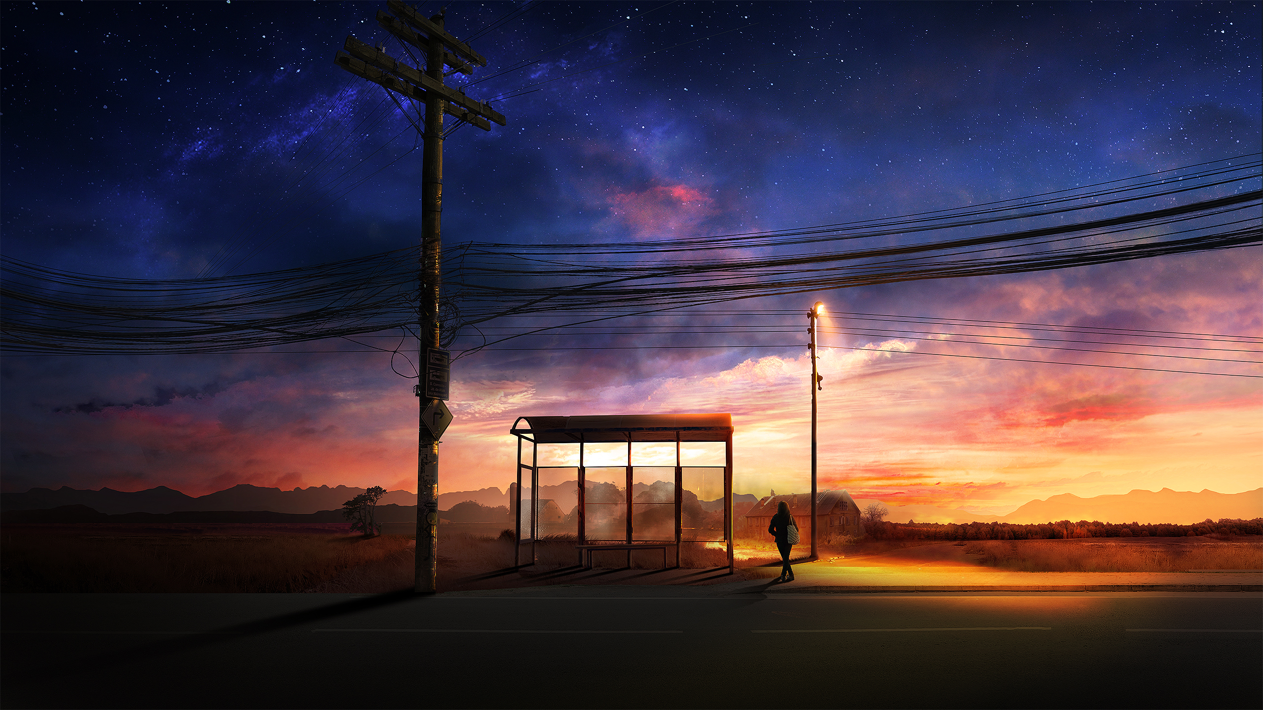 Free download wallpaper Anime, Sunset on your PC desktop