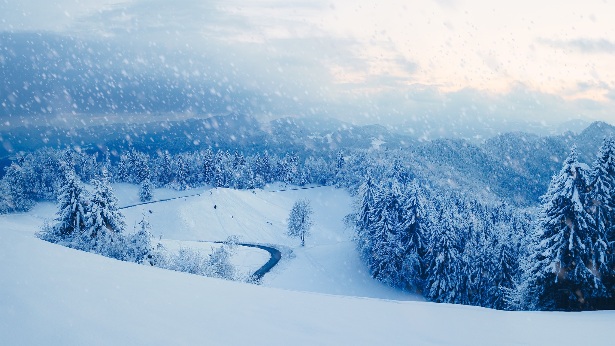 Free download wallpaper Landscape, Winter, Nature, Snow, Forest, Earth, Snowfall on your PC desktop