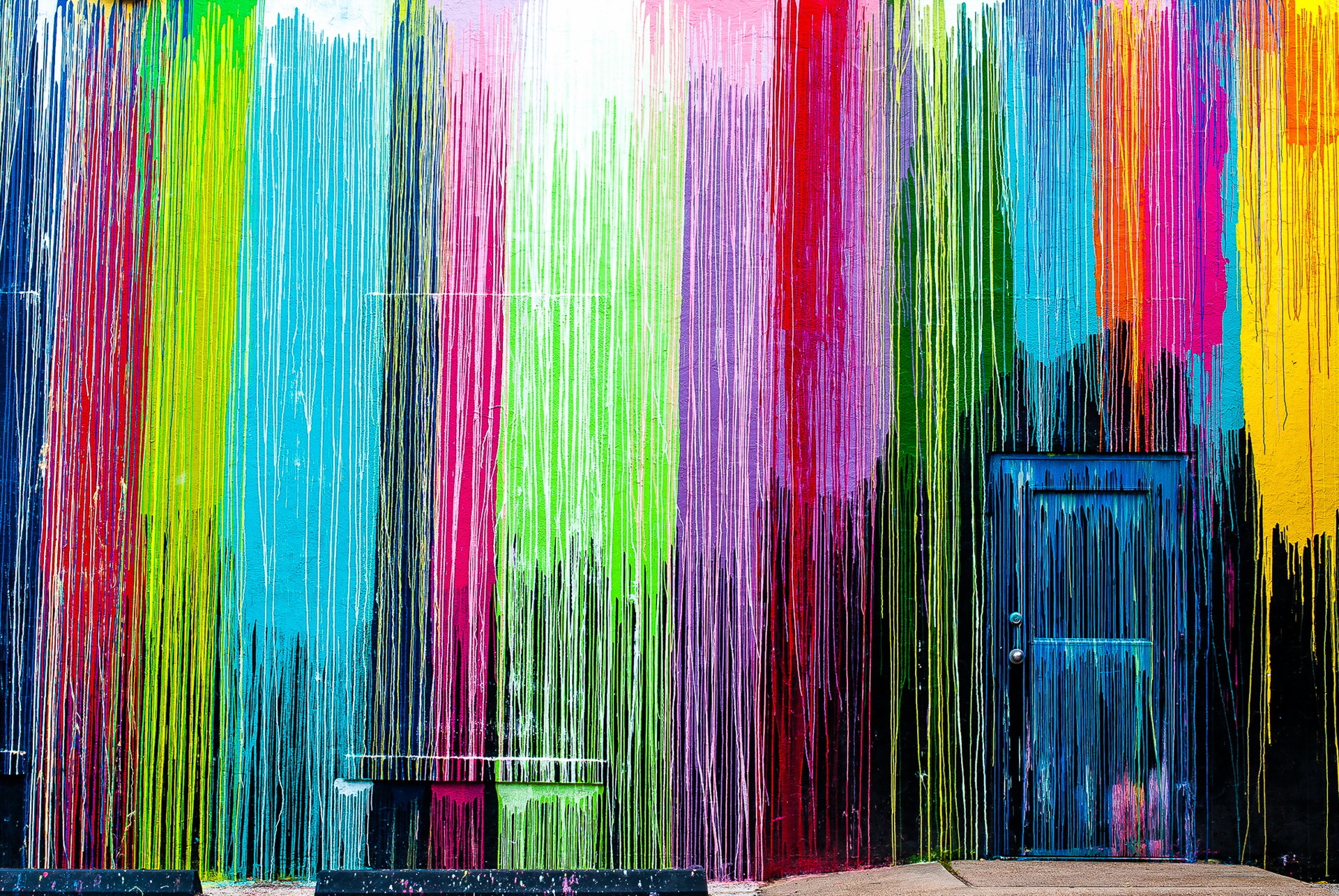 Download mobile wallpaper Wall, Colors, Colorful, Graffiti, Artistic, Door for free.