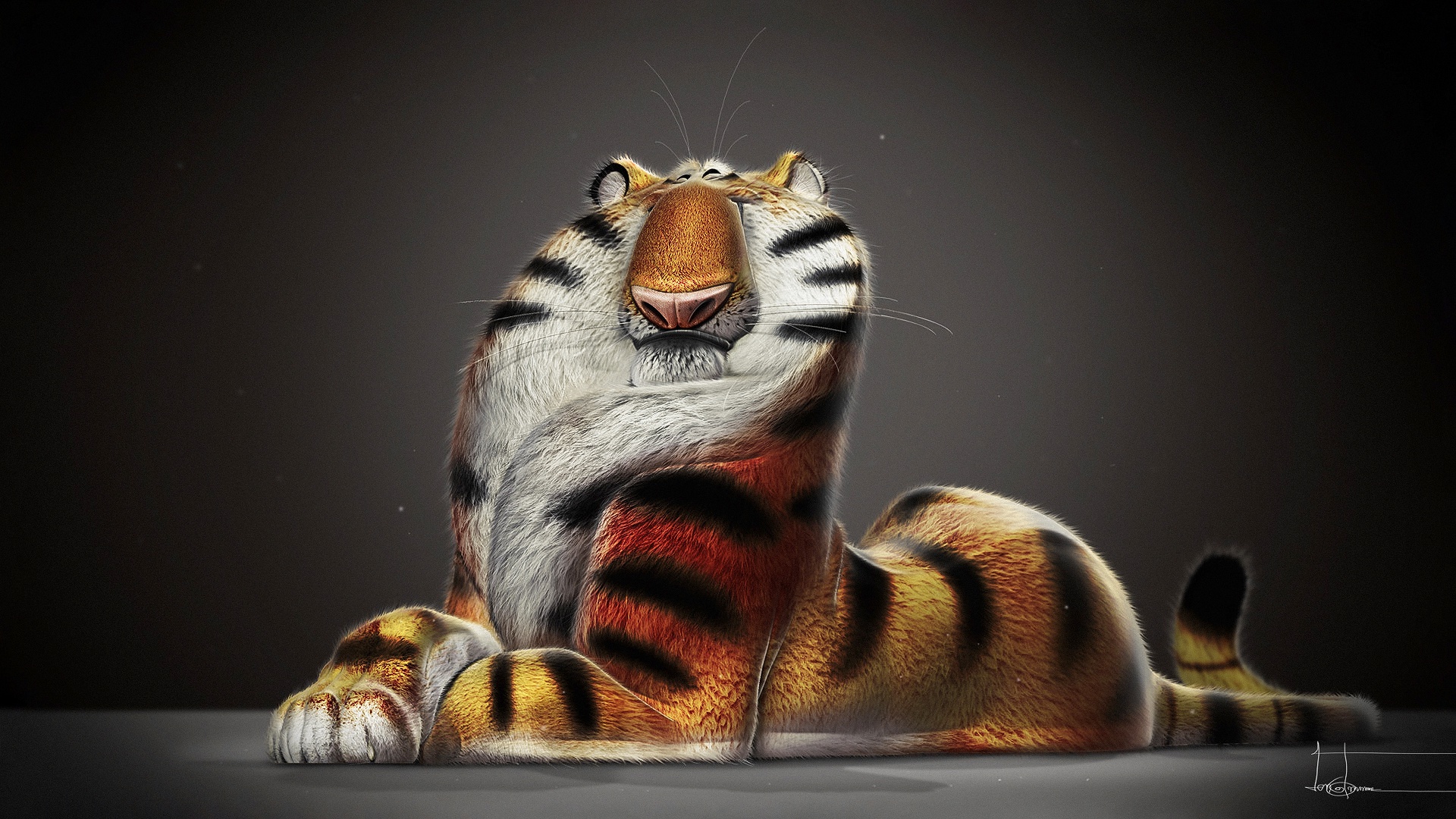 Скачать обои бесплатно Животные, Рисунок, Тигр, Художественный картинка на рабочий стол ПК