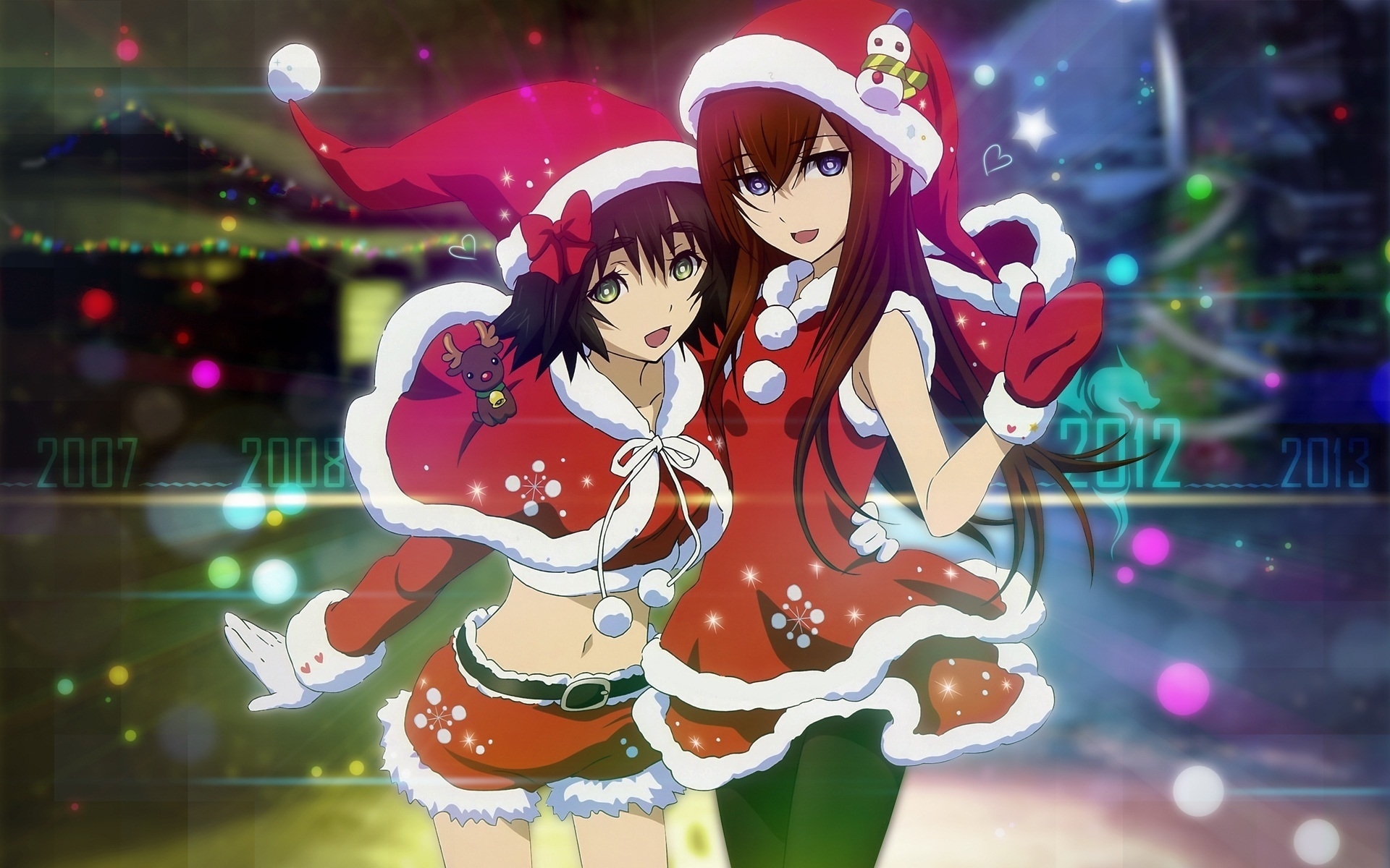 new year, anime, holidays, girls download HD wallpaper