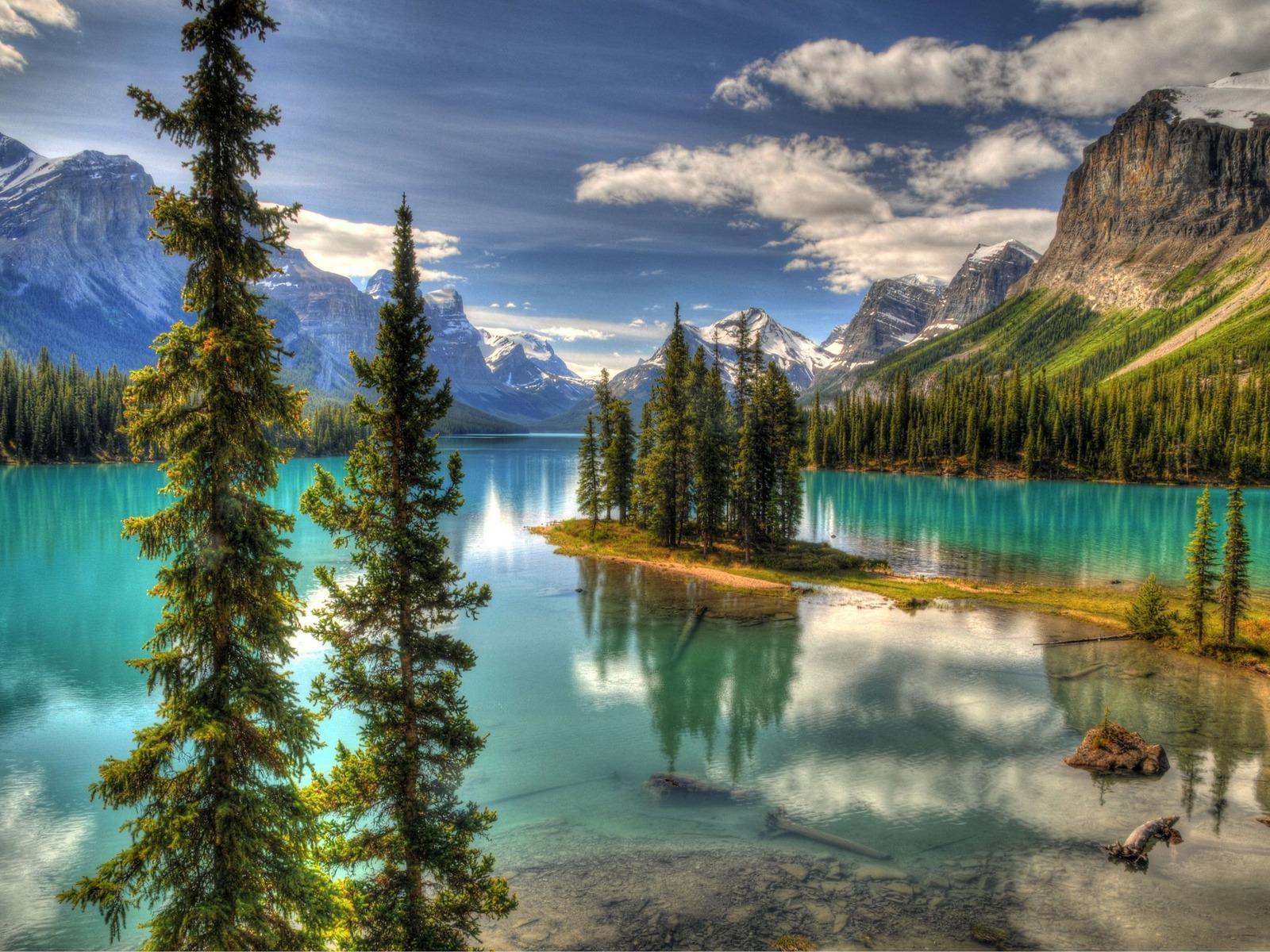 PCデスクトップに山脈, 雲, 湖, 風景画像を無料でダウンロード