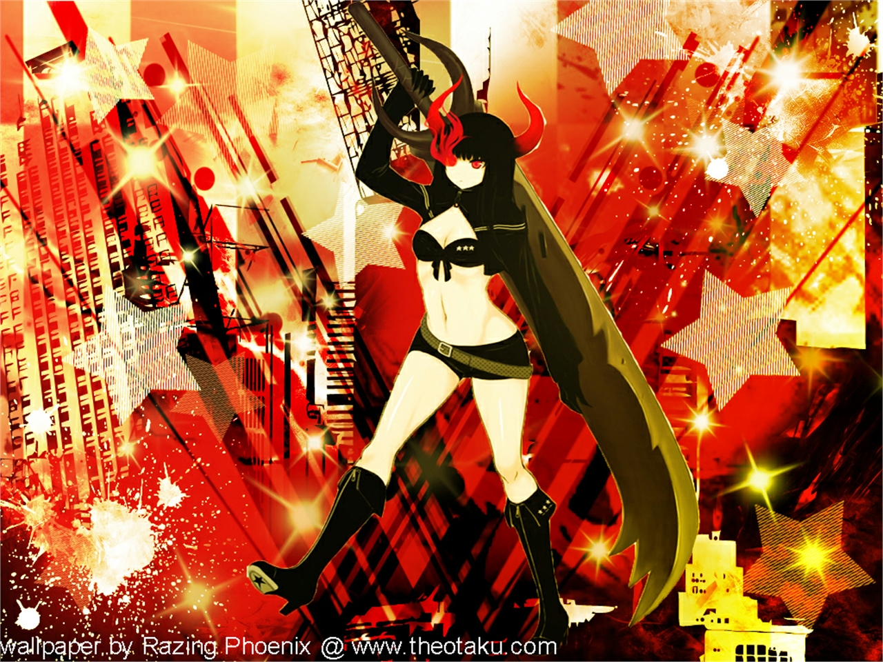 Free download wallpaper Anime, Black Rock Shooter, Black Gold Saw on your PC desktop