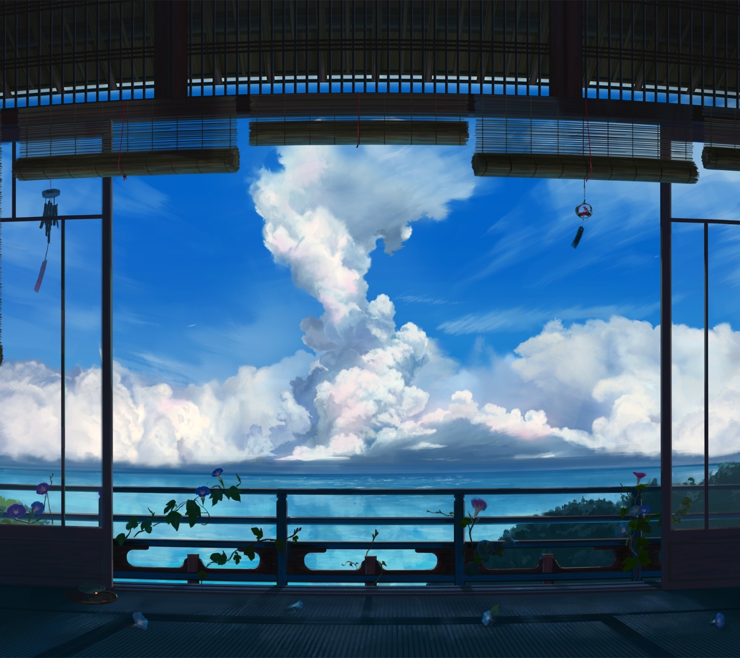 Handy-Wallpaper Landschaft, Wolke, Original, Meer, Animes kostenlos herunterladen.