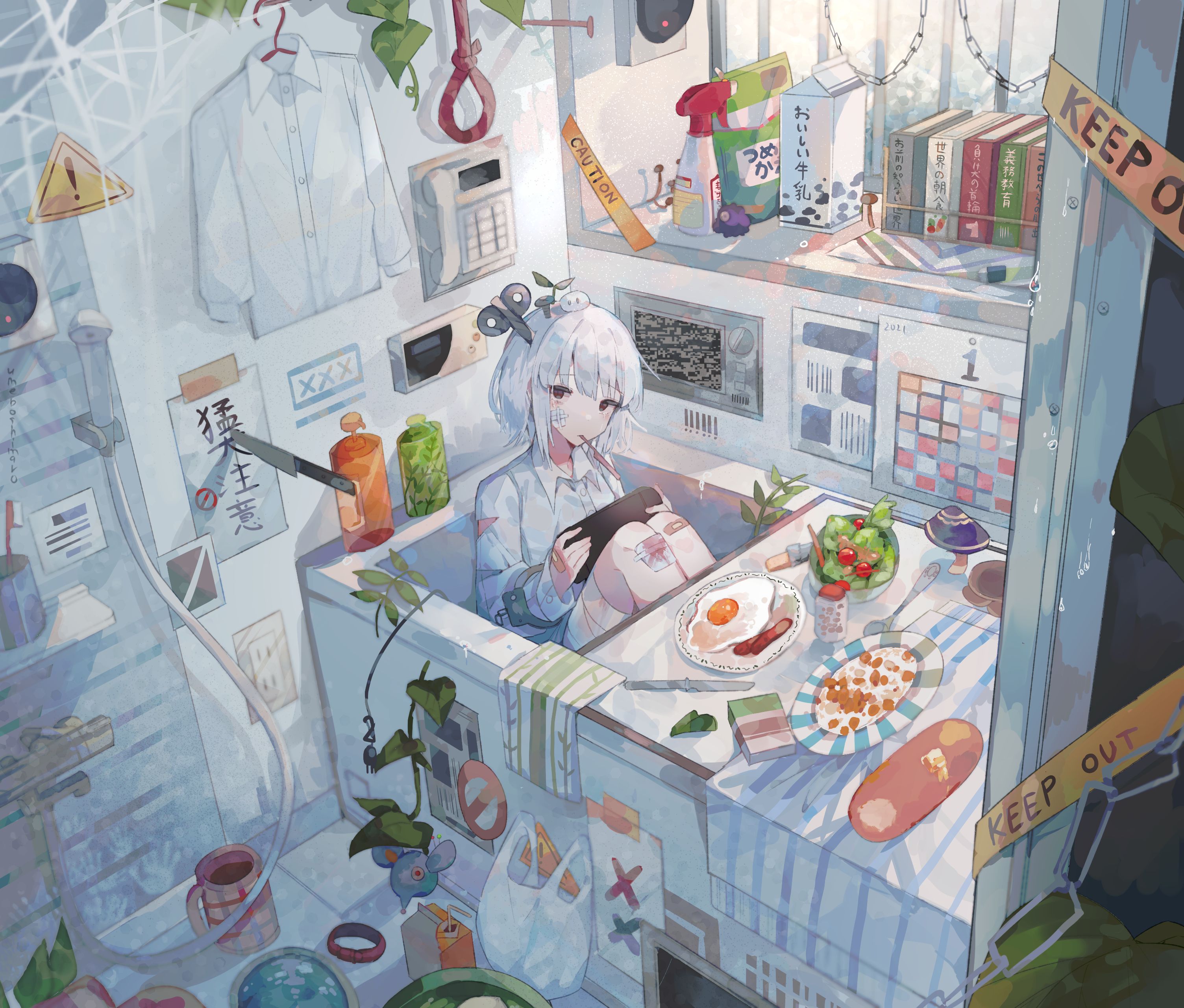 Download mobile wallpaper Anime, Girl, Bathroom for free.