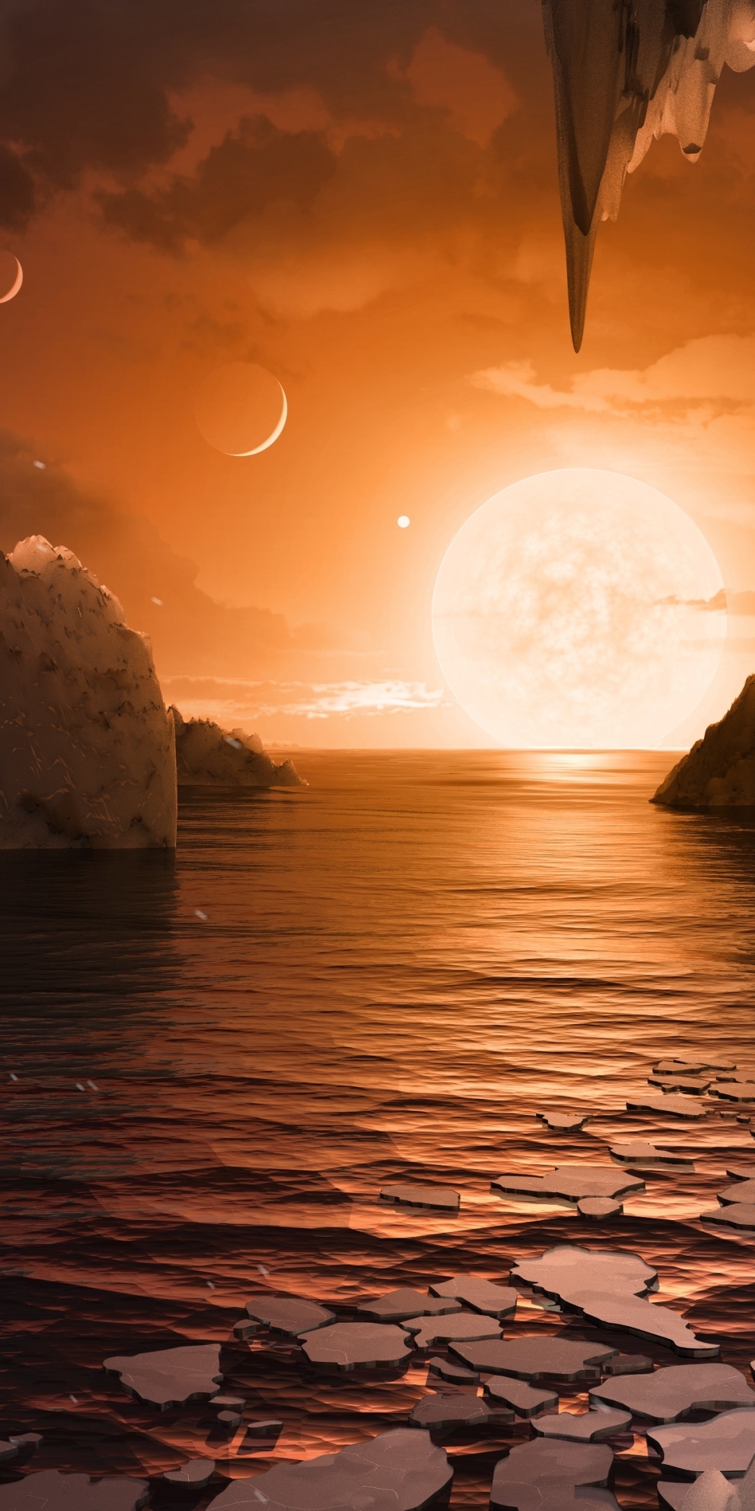 Download mobile wallpaper Landscape, Ice, Lake, Planet, Sci Fi for free.