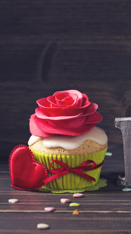 無料モバイル壁紙花, カップケーキ, 愛する, バレンタイン・デー, ホリデーをダウンロードします。