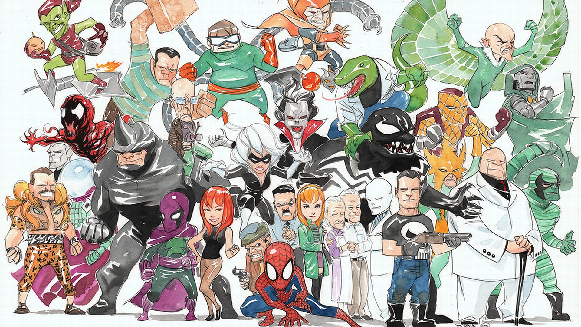comics, collage, carnage (marvel comics), green goblin, punisher, rhino (marvel comics), spider man