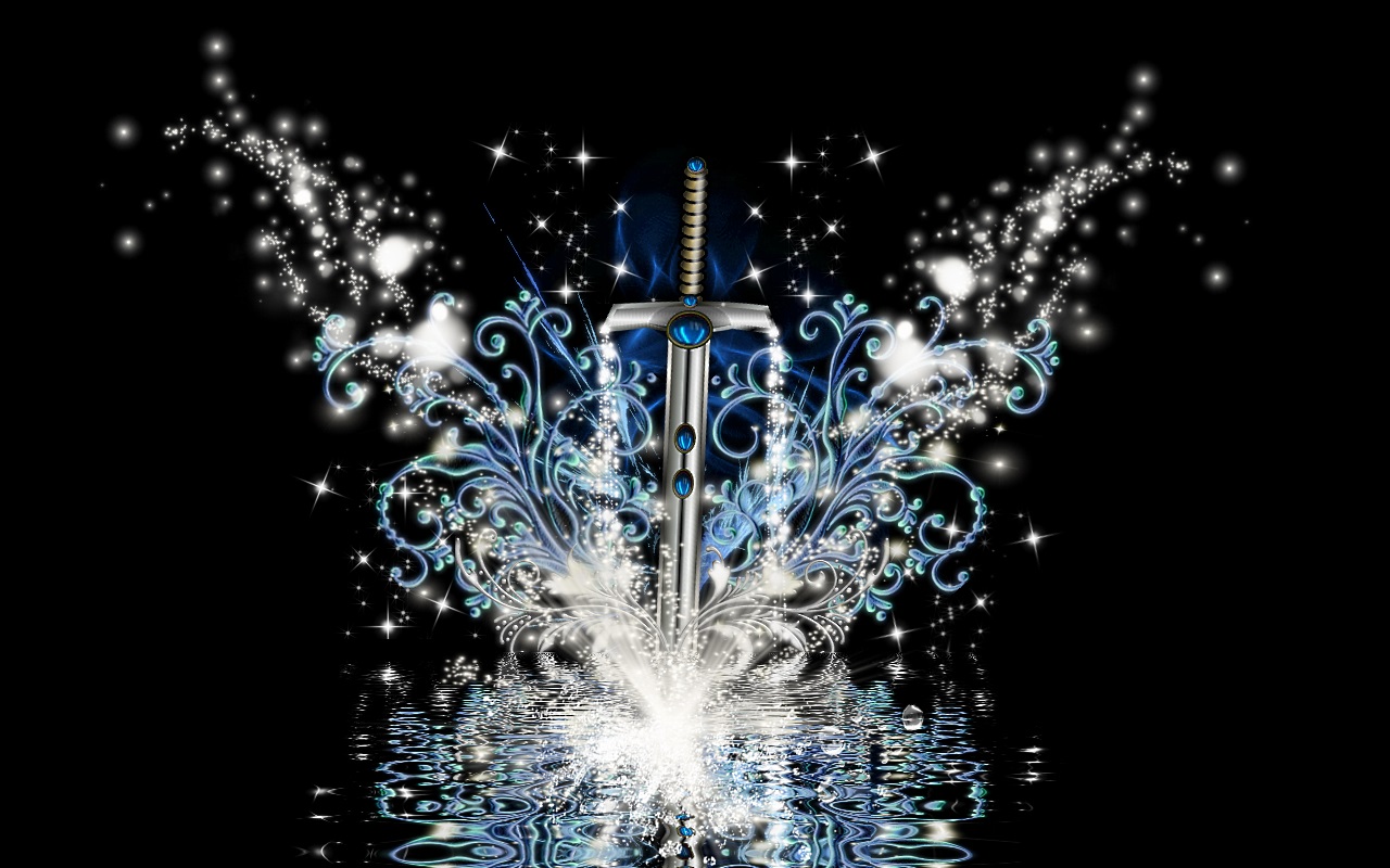 Download mobile wallpaper Water, Fantasy, Artistic, Sword for free.