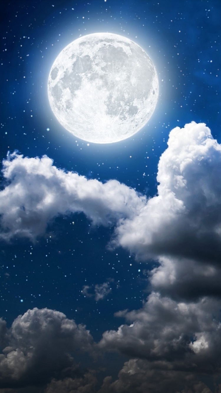 Download mobile wallpaper Sky, Stars, Night, Moon, Starry Sky, Earth for free.