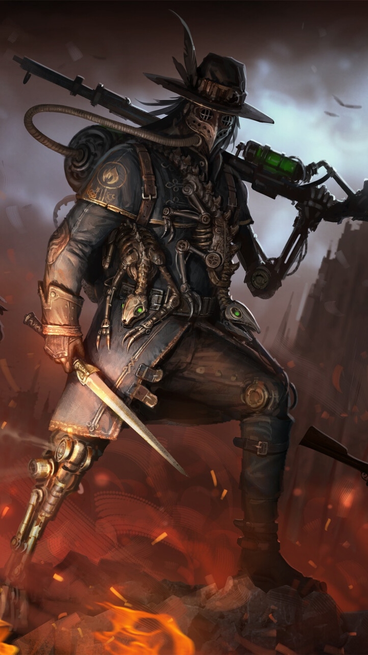 Download mobile wallpaper Dark, Warrior, Steampunk for free.