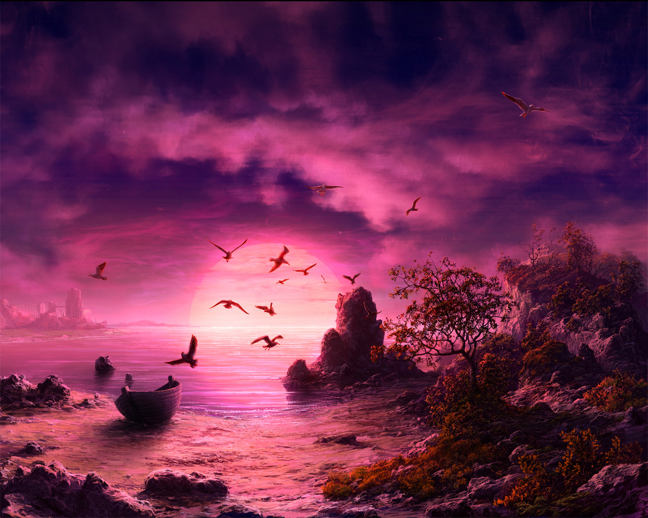 Download mobile wallpaper Landscape, Sky, Sea, Art for free.