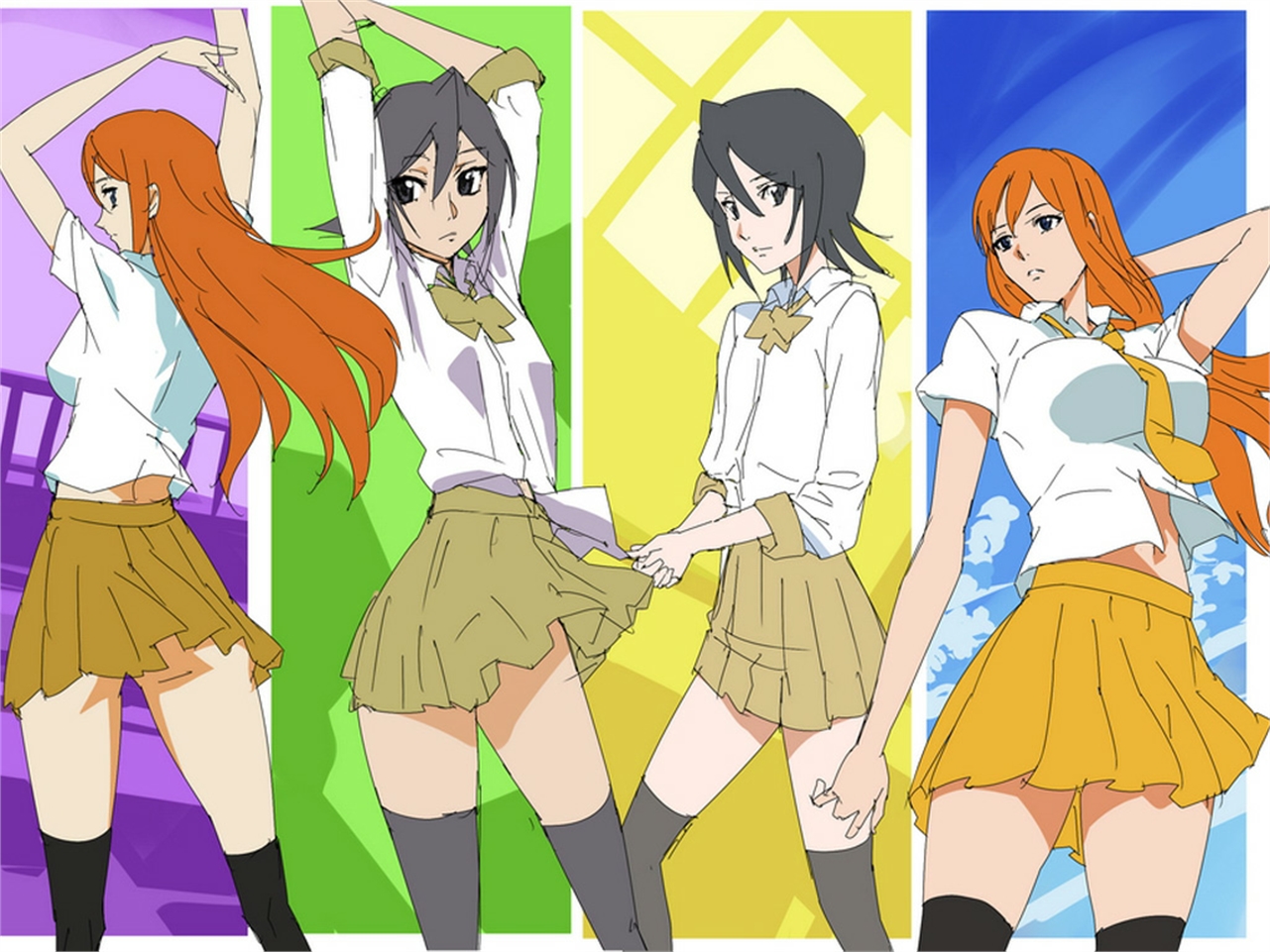 Handy-Wallpaper Bleach, Rukia Kuchiki, Animes, Orihime Inoue kostenlos herunterladen.