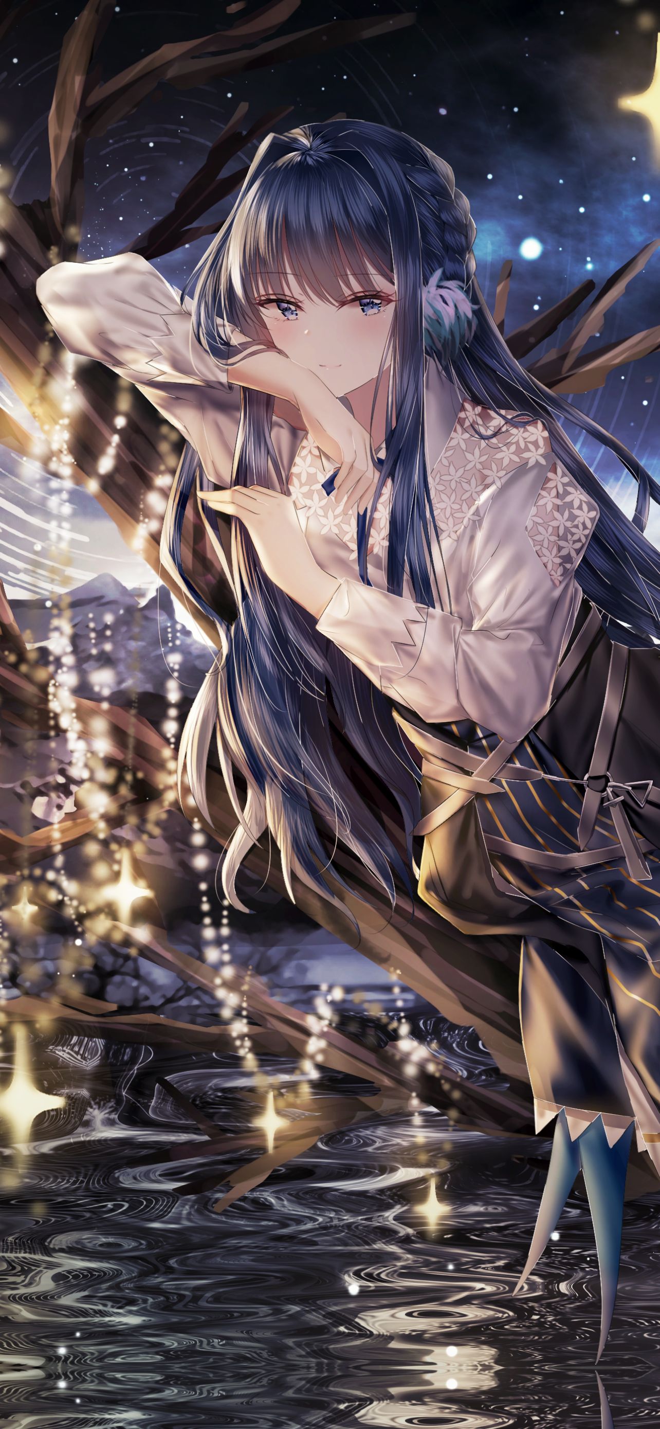 Download mobile wallpaper Anime, Original, Blue Hair, Long Hair for free.