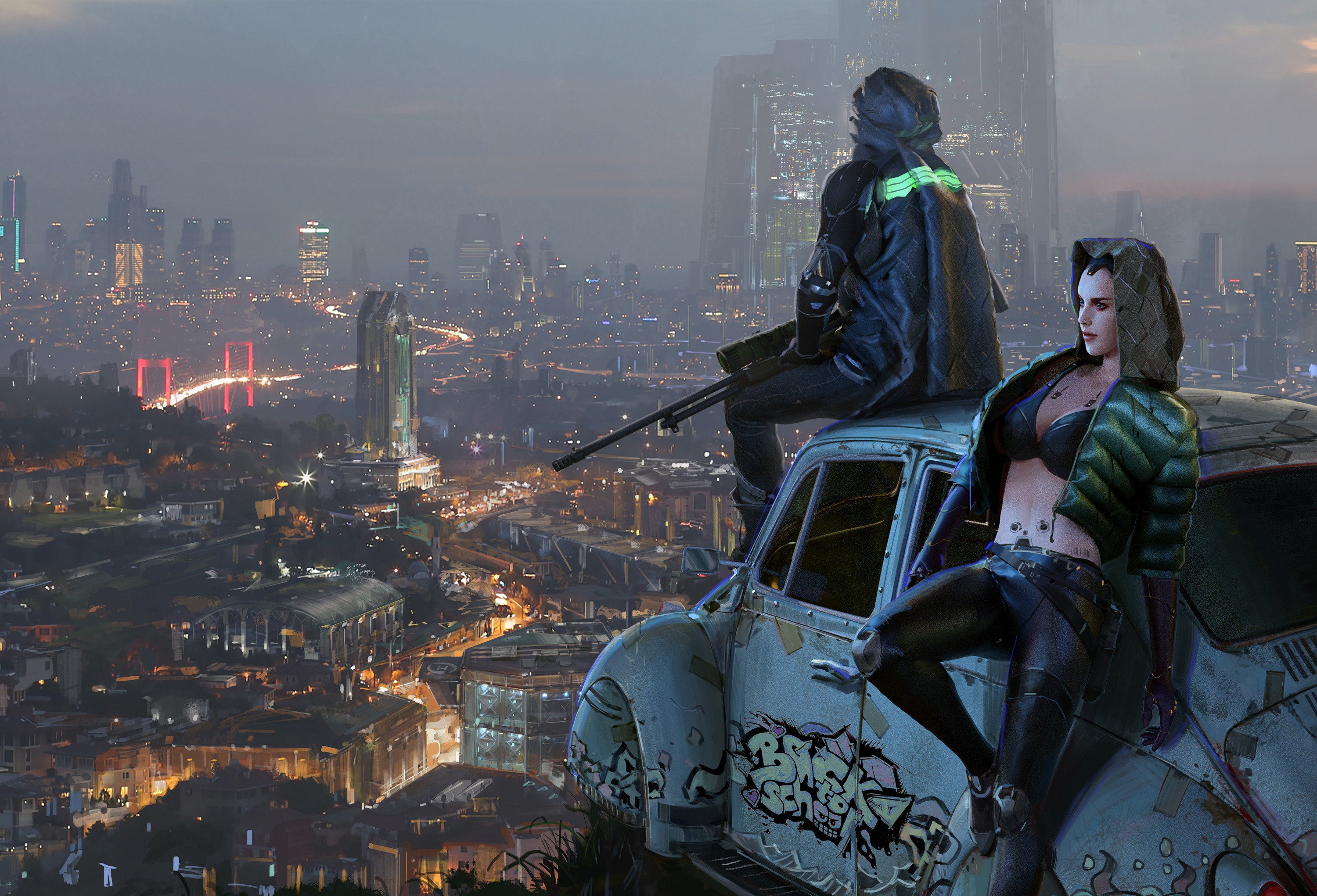 Download mobile wallpaper City, Cyberpunk, Cityscape, Sci Fi, Futuristic for free.