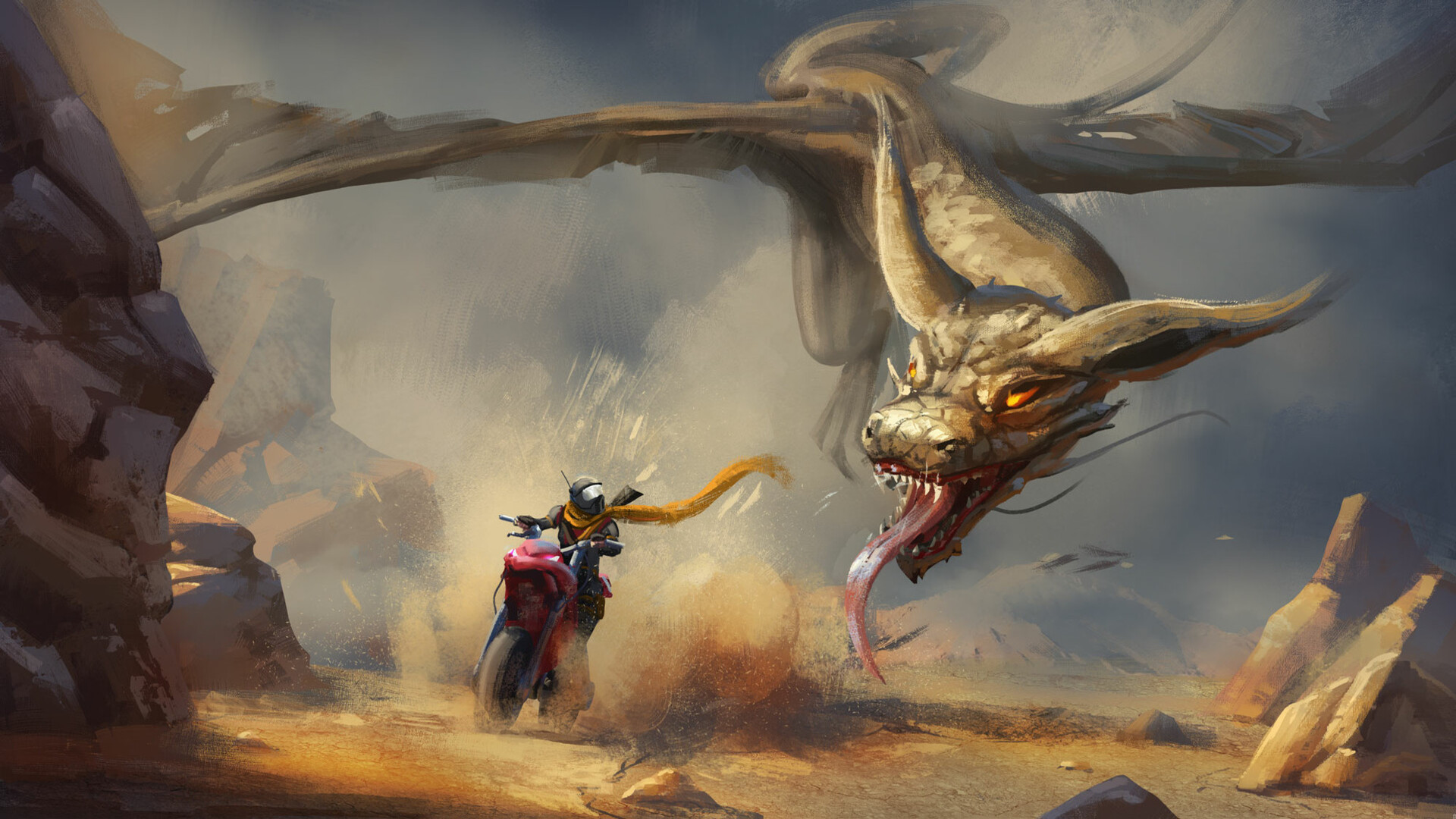 Download mobile wallpaper Fantasy, Dragon, Motorcycle, Wyvern for free.