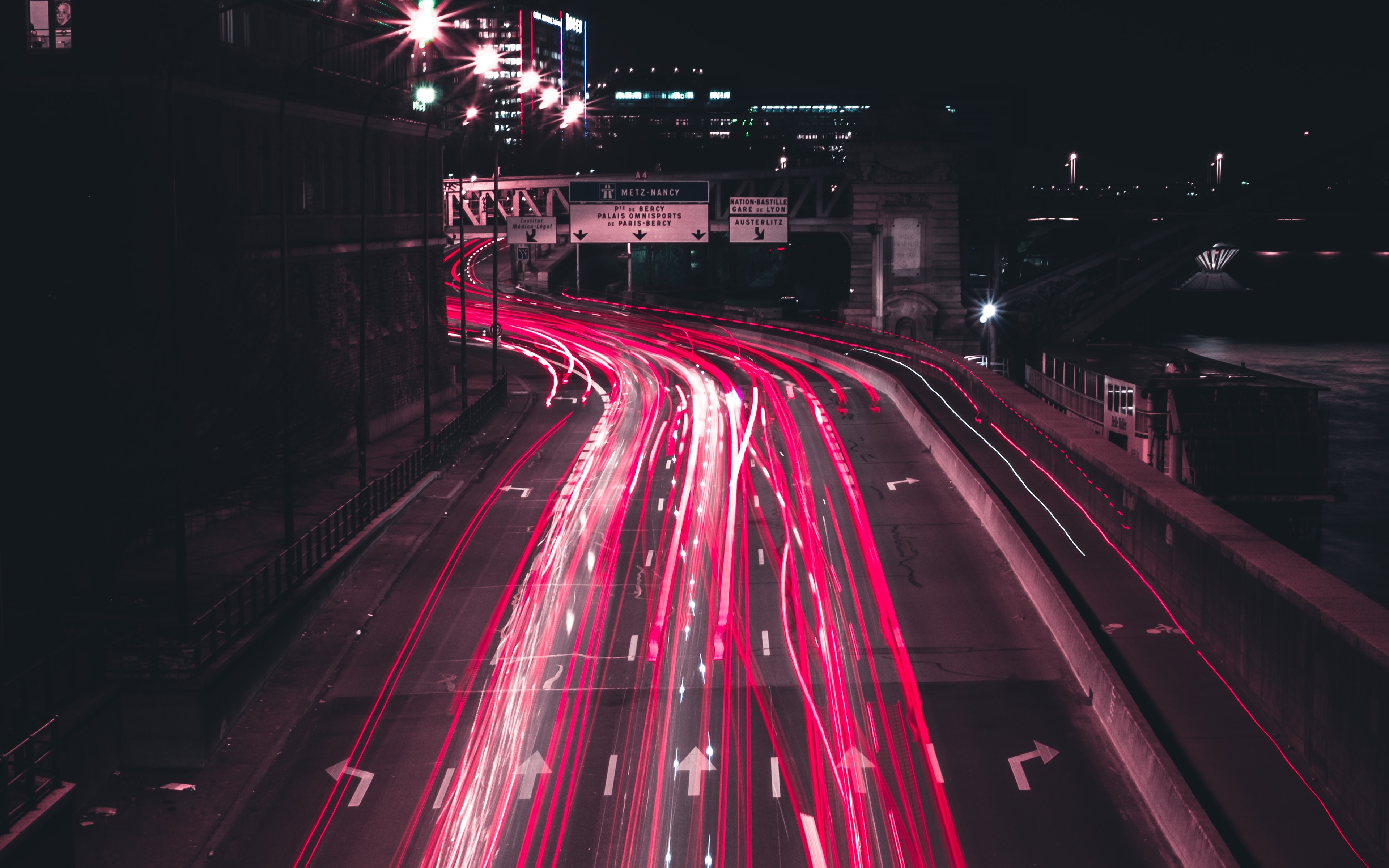 Free download wallpaper Night, Light, Road, Photography, Time Lapse on your PC desktop