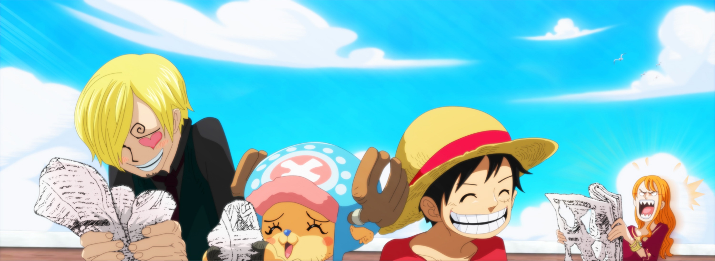 Handy-Wallpaper Animes, One Piece, Tony Tony Chopper, Affe D Luffy, Nami (Einteiler), Sanji (Einteiler) kostenlos herunterladen.