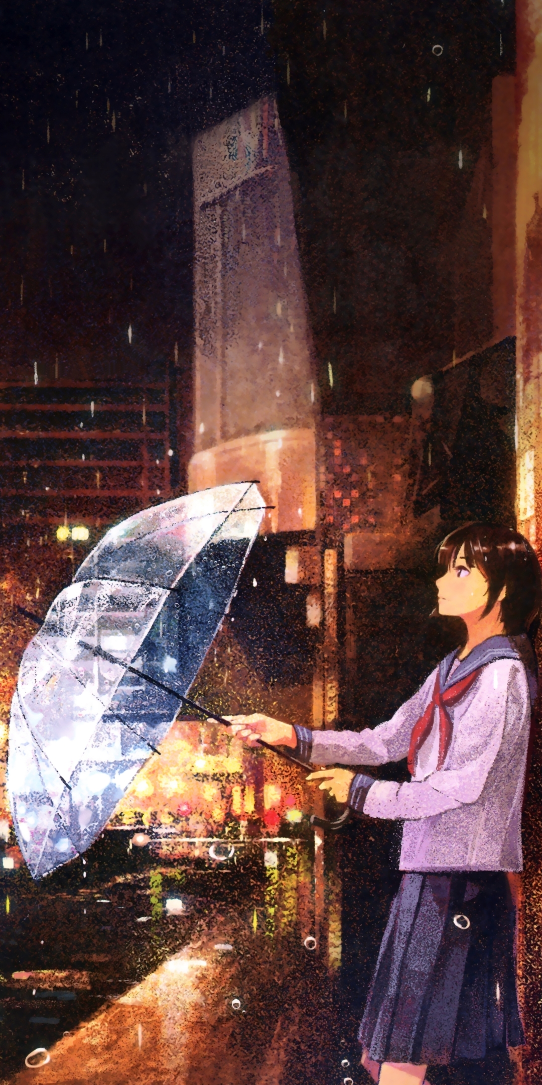 Download mobile wallpaper Anime, Rain, Original, Short Hair for free.