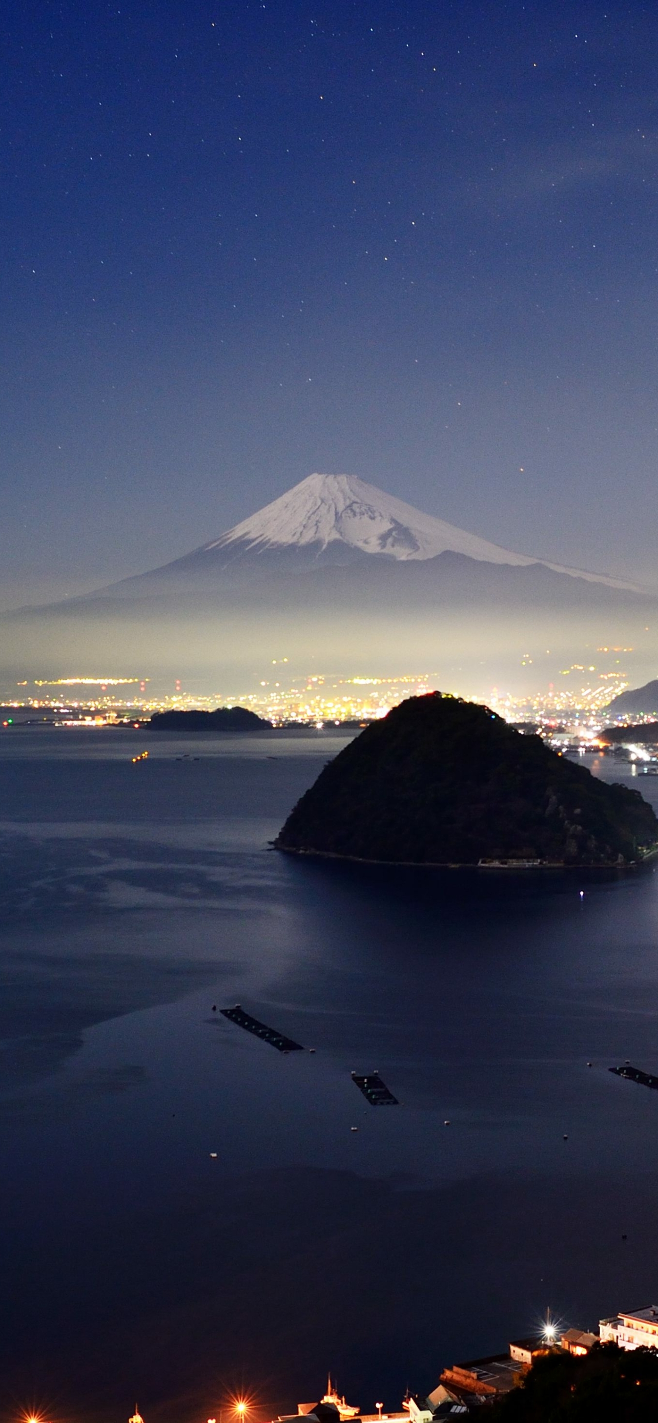 Download mobile wallpaper Night, Earth, Japan, Volcano, Mount Fuji, Volcanoes for free.