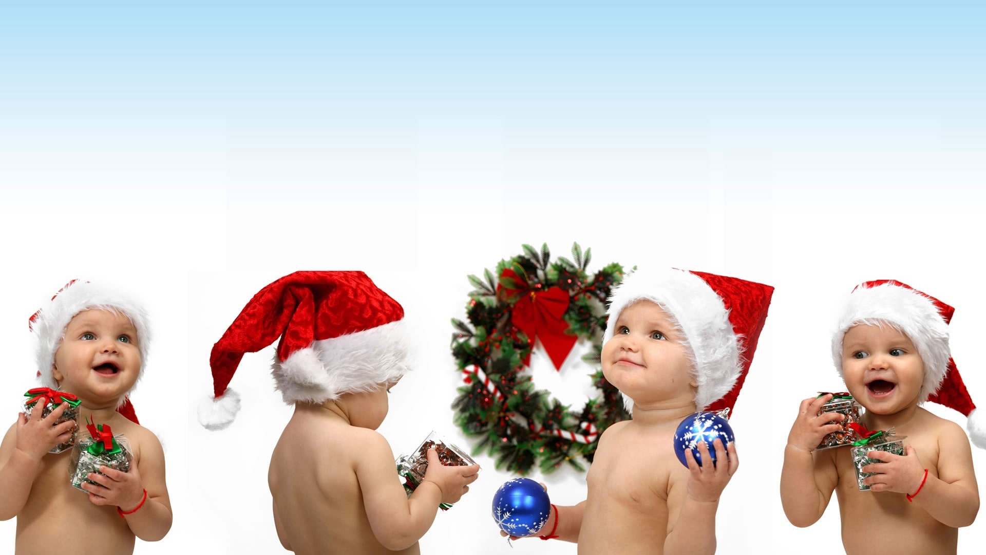 163396 baixar papel de parede feriados, natal, bebê, enfeites de natal, gorro do papai noel - protetores de tela e imagens gratuitamente
